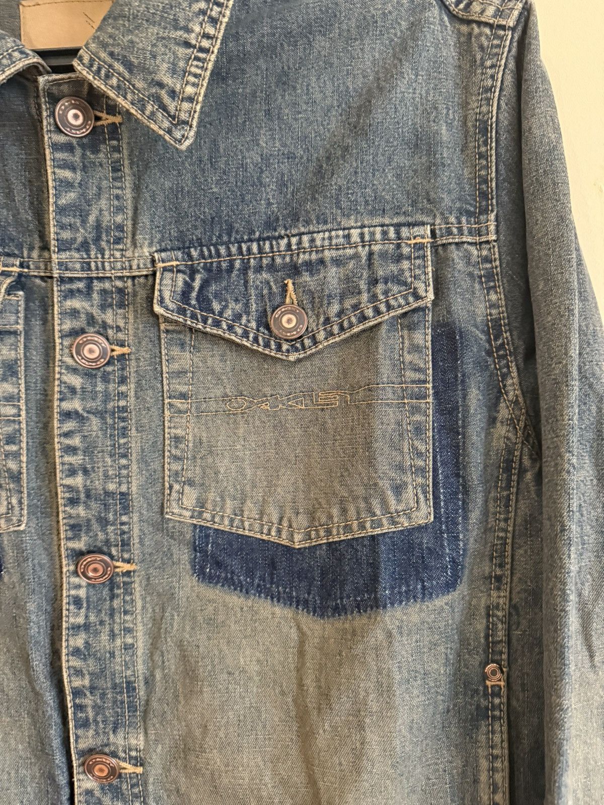 Oakley × Vintage VTG Oakley Distressed Denim Blue Jean Jacket Y2K Industrial Size US M / EU 48-50 / 2 - 2 Thumbnail
