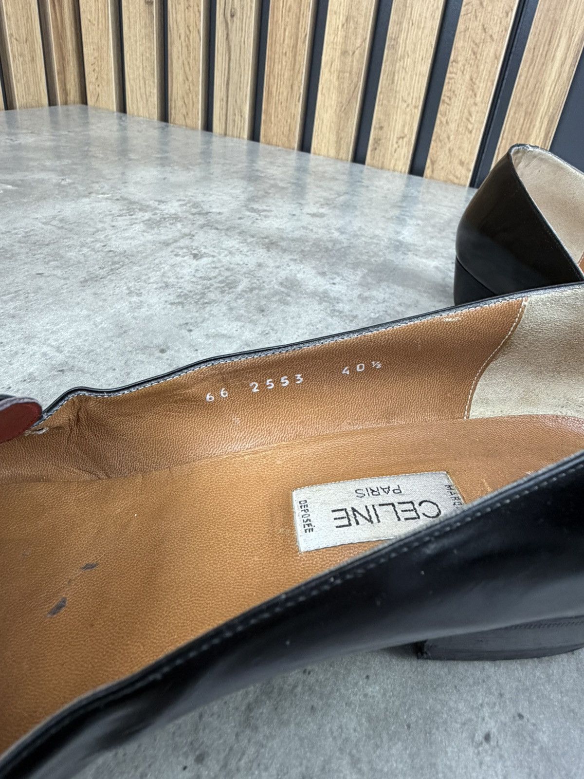 Celine Vintage Celine Leather Loafers Black Red Size 40 1/2 Size US 10.5 / IT 40.5 - 21 Thumbnail