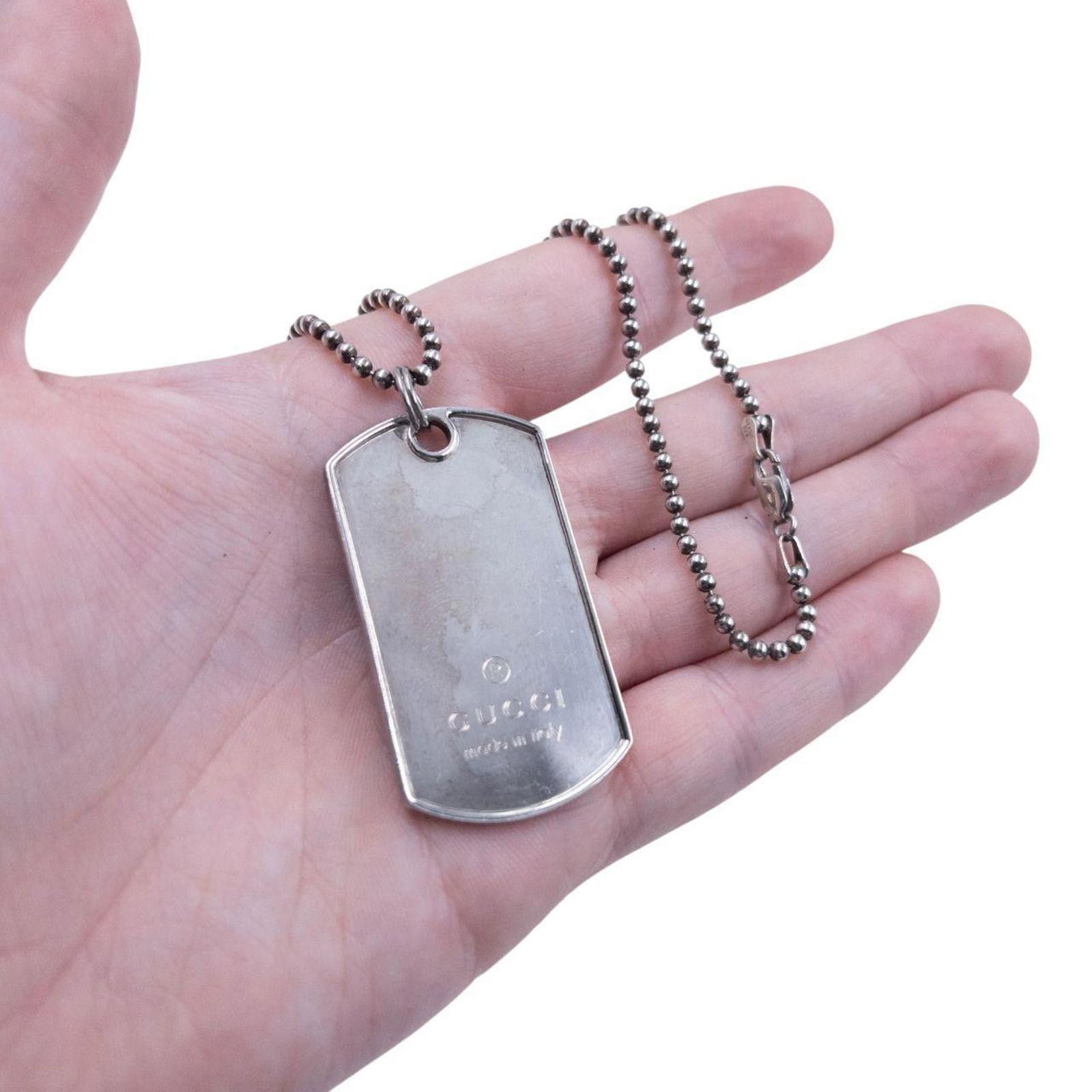 Gucci Vintage 2000s Gucci Embossed Dog Tag Necklace Size ONE SIZE - 6 Thumbnail