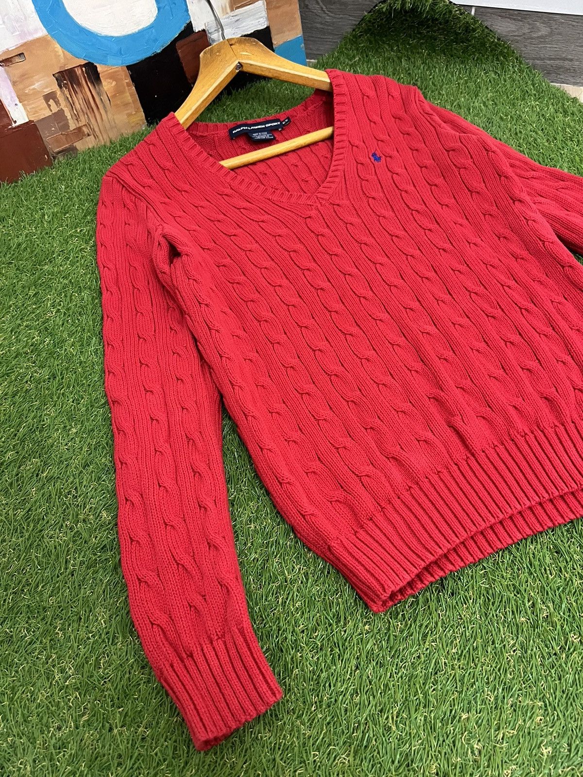 Lauren Ralph Lauren × Polo Ralph Lauren × Ralph Lauren Polo Ralph Lauren Red Cable Knit Sweater Size M / US 6-8 / IT 42-44 - 5 Thumbnail