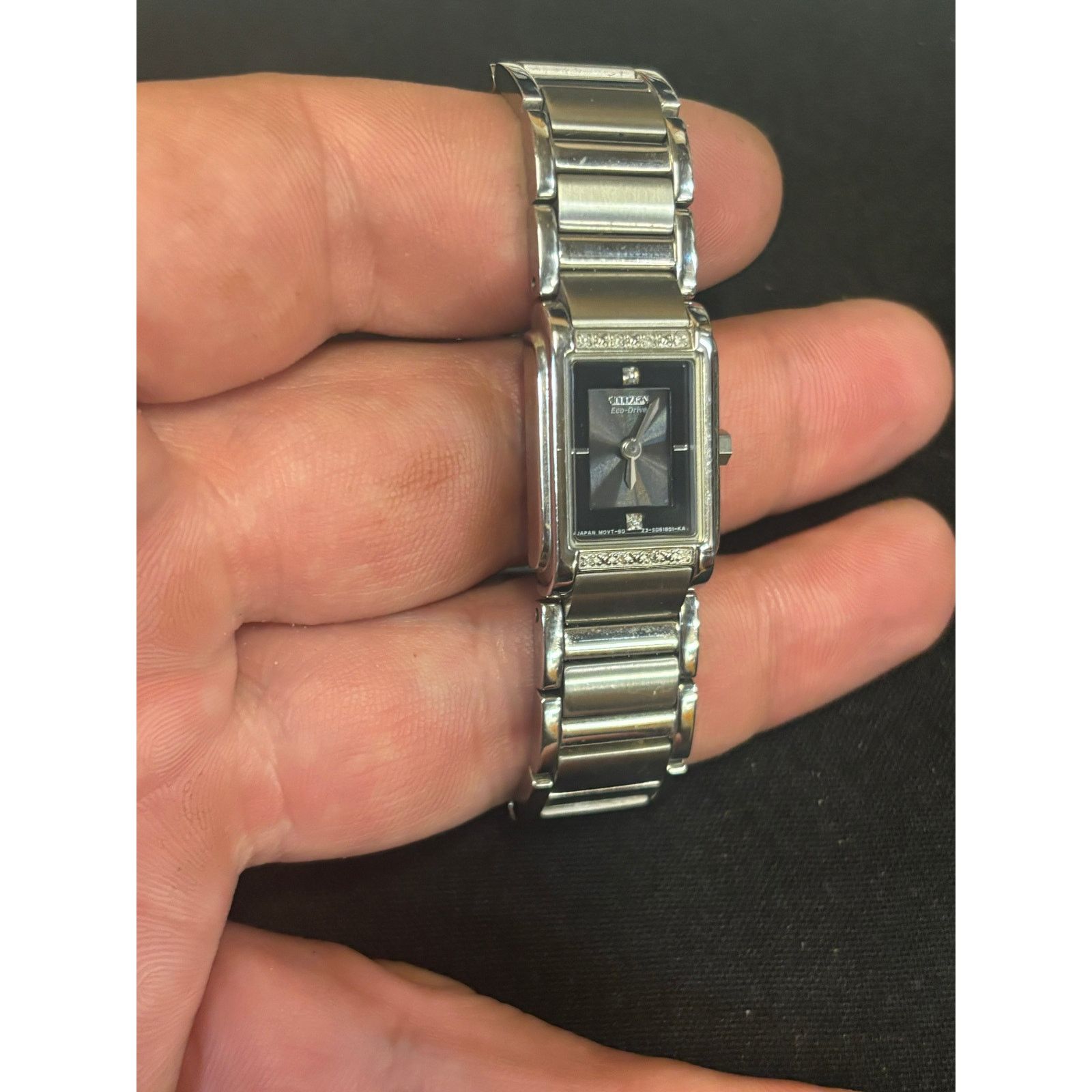 (B).Stroy Citizens Eco-Drive Black Dial Silver Tone Women’s Watch! Size ONE SIZE - 5 Thumbnail