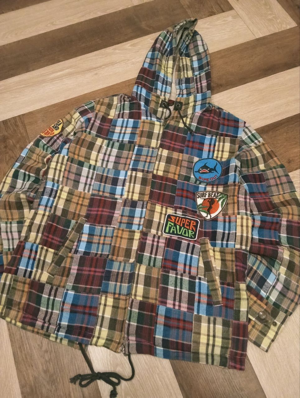 Japanese Brand K. MAYERS JAPAN PATCHWORK HOODIE JACKET Size US M / EU 48-50 / 2 - 3 Thumbnail