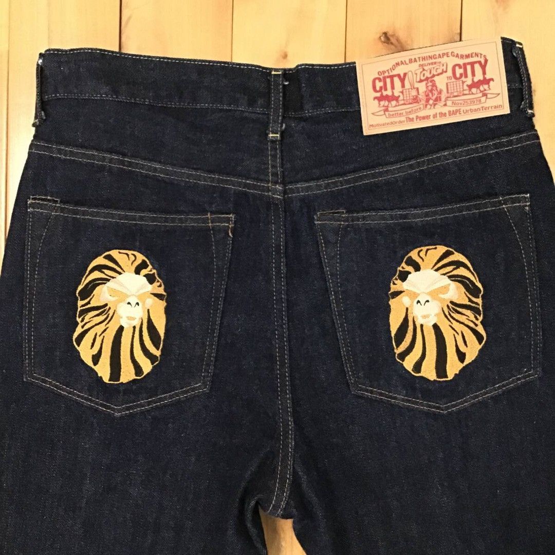 Bape BAPE HEAD logo embroidered denim pants a bathing ape ★size S Size US 30 / EU 46 - 5 Thumbnail