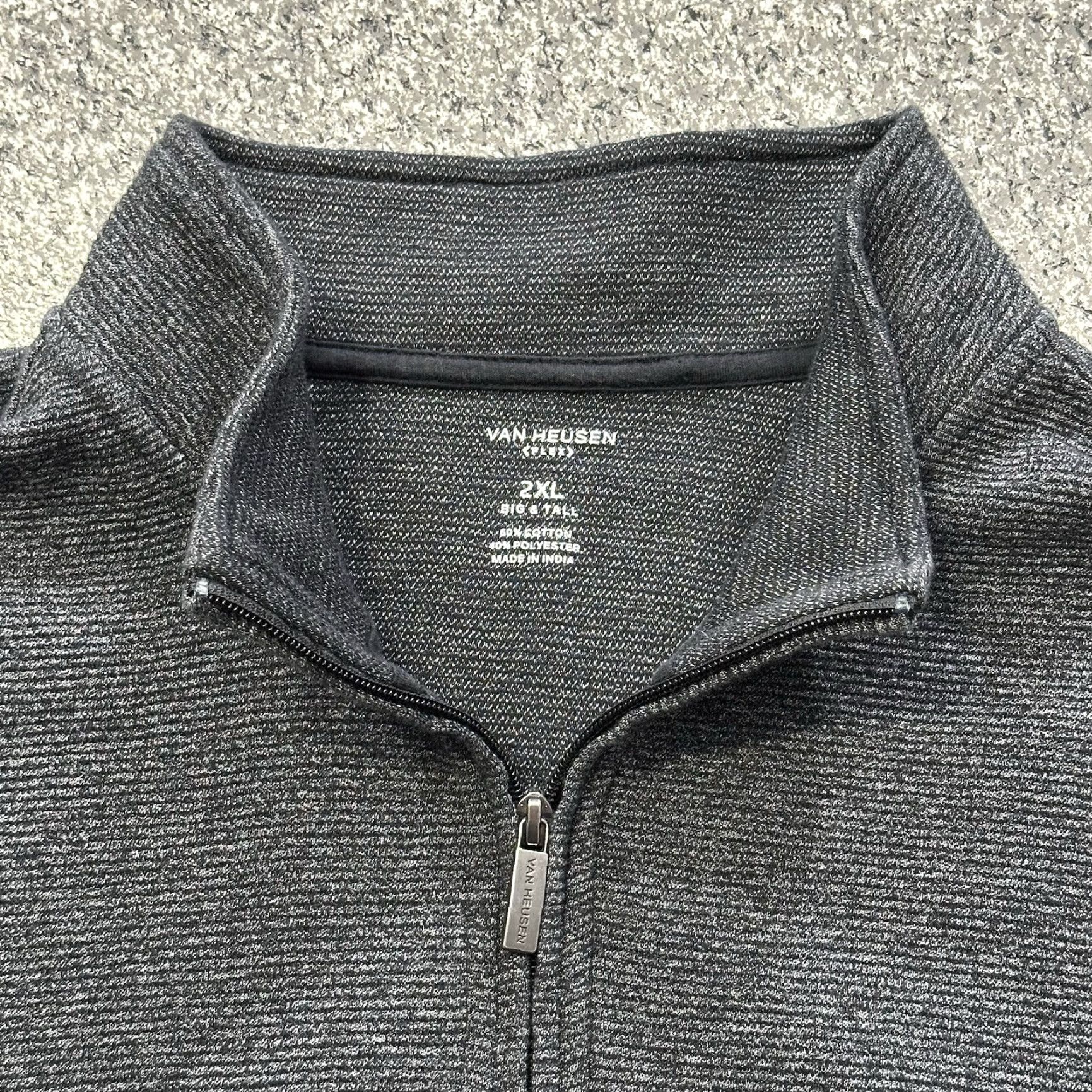Van Heusen Van Heusen Mens XXL Grey Mock Neck Pullover Sweater - Classic Fit, Zipper Accent, Long Sleeve, 2XL, Solid Cotton Big & Tall Size US XXL / EU 58 / 5 - 2 Thumbnail