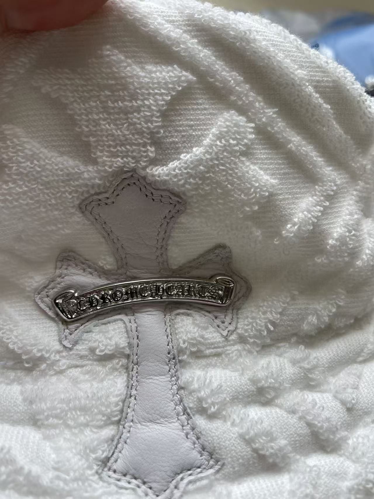 Chrome Hearts Chrome Hearts Cross Leather Patch Terry Cloth Hat Size ONE SIZE - 6 Thumbnail