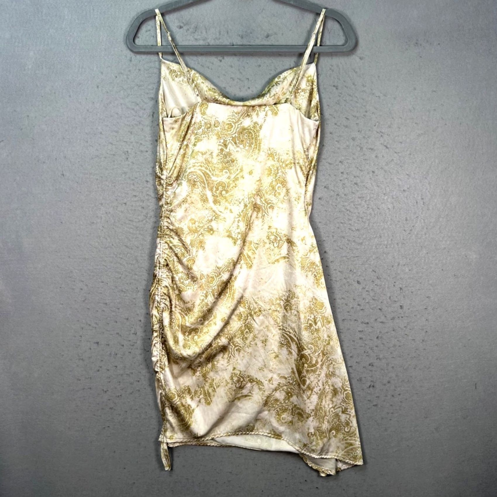 Garage Garage Womens XS Gold Paisley Cowl Neck Mini Dress Straps Adjustable Sleeveless, Pullover, Short, Regular, Summer, Spring, Womens Size XS / US 0-2 / IT 36-38 - 2 Thumbnail