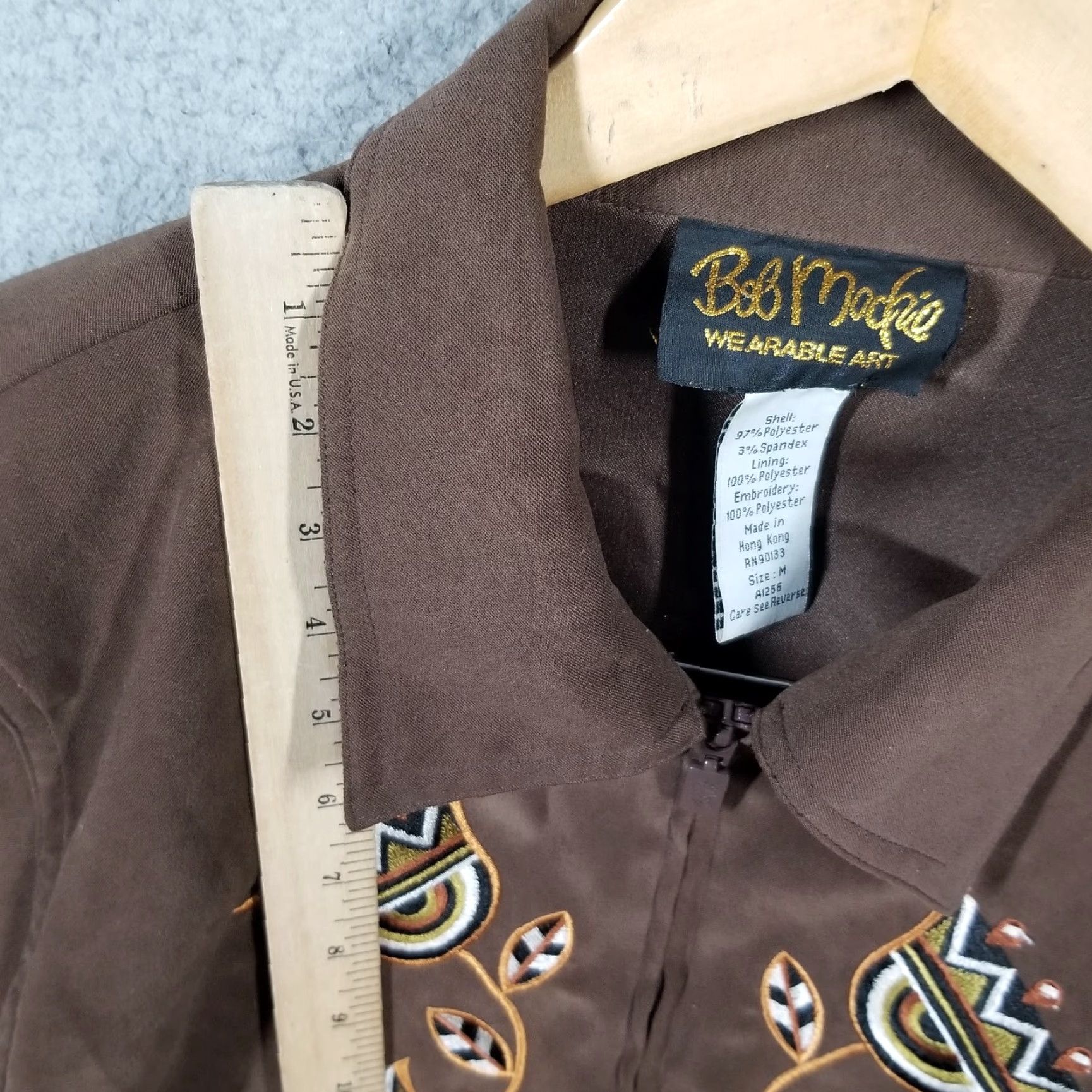Bob Mackie Bob Mackie Wearable Art Black Floral Embroidery Shirt Jacket Size Medium Brown Size M / US 6-8 / IT 42-44 - 5 Thumbnail