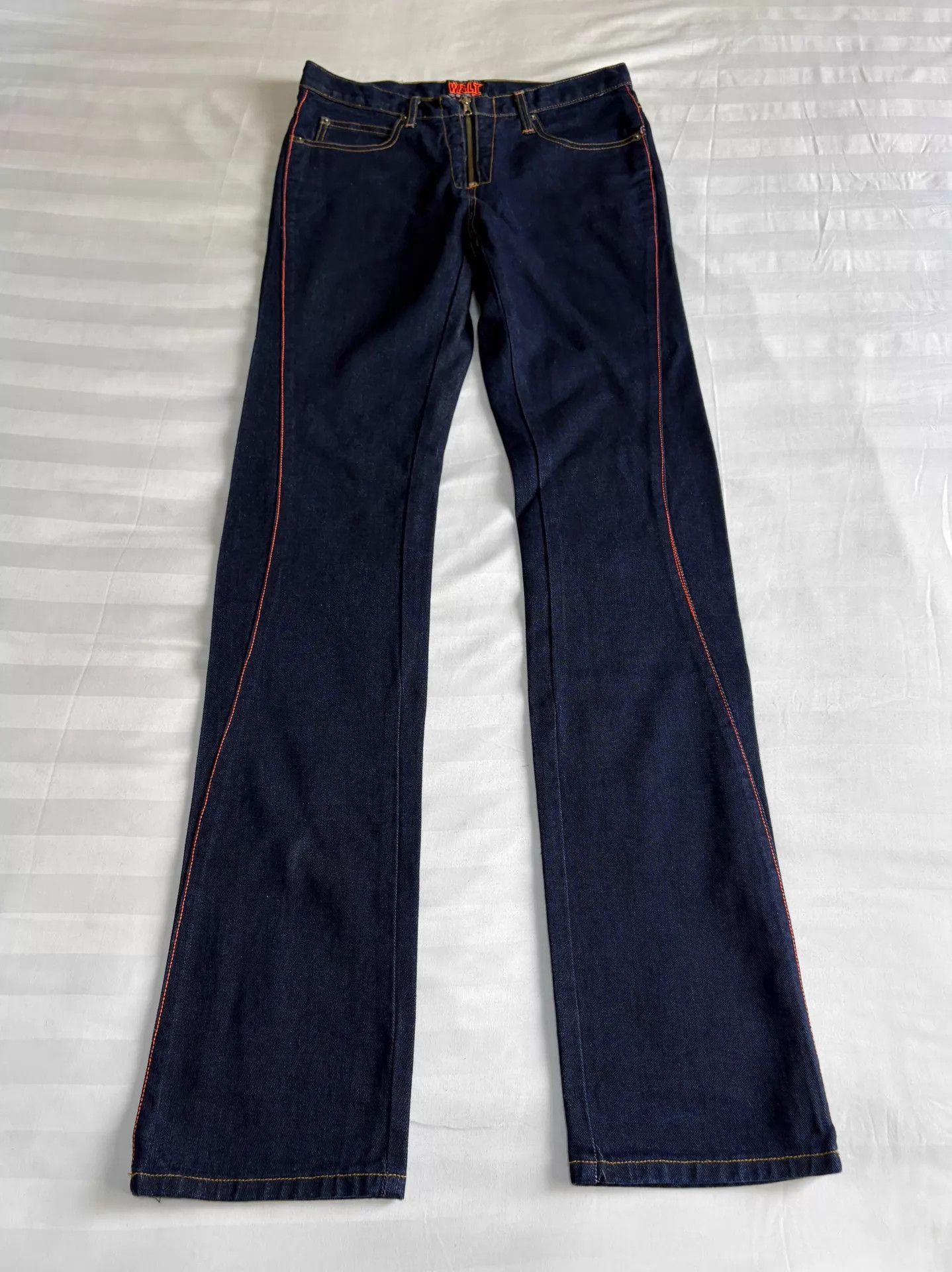 Walter Van Beirendonck W&LT Vintage Raw Denim Jeans: Topstitch Lightning Slim Size US 31 - 1 Thumbnail