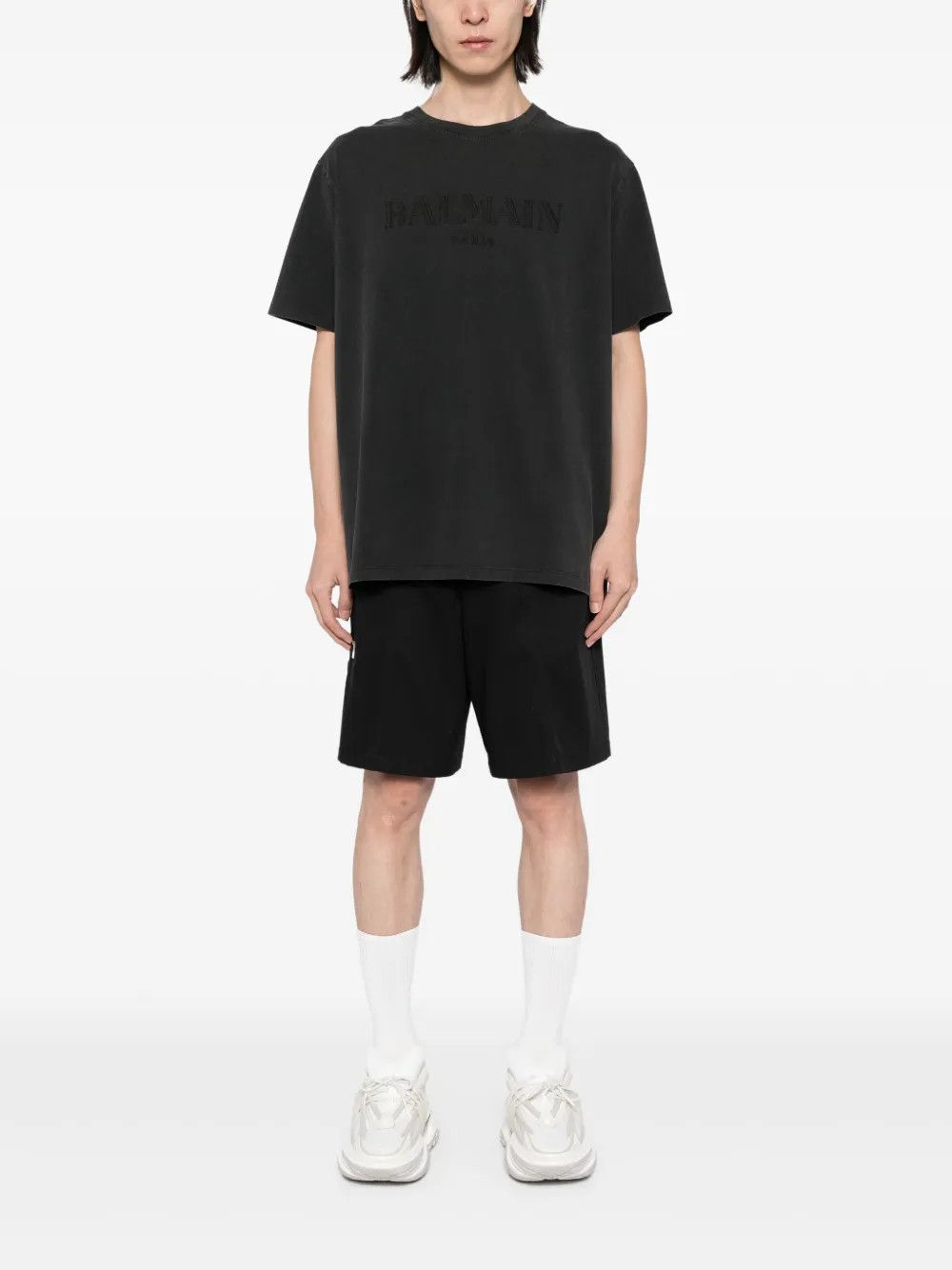 Balmain o1y0426 Logo Crewneck T-Shirt in Dark Gray Size US S / EU 44-46 / 1 - 2 Thumbnail