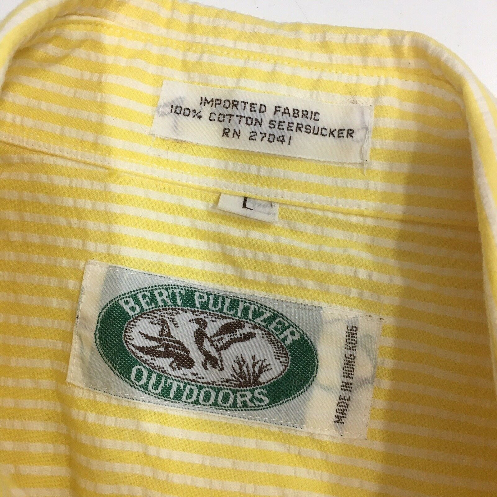 Bert Pulitzer Vtg Bert Pulitzer Yellow White STRIPE SEERSUCKER Shirt Size US L / EU 52-54 / 3 - 3 Thumbnail