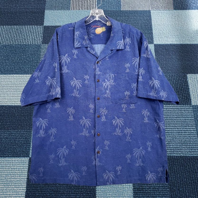 Vintage Caribbean Shirt Mens L Blue Hawaiian Silk Long Sleeve Button Beach Size US L / EU 52-54 / 3 - 1 Thumbnail