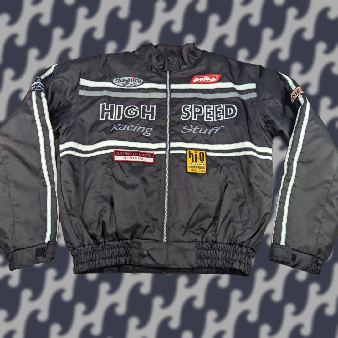 Vintage POLO Motorcycle Jacket Mens Size XL Black High Speed Racing Staff Full Zip Waterproof Vintage Nylon Solid Long Jacket Size US XL / EU 56 / 4 - 1 Thumbnail