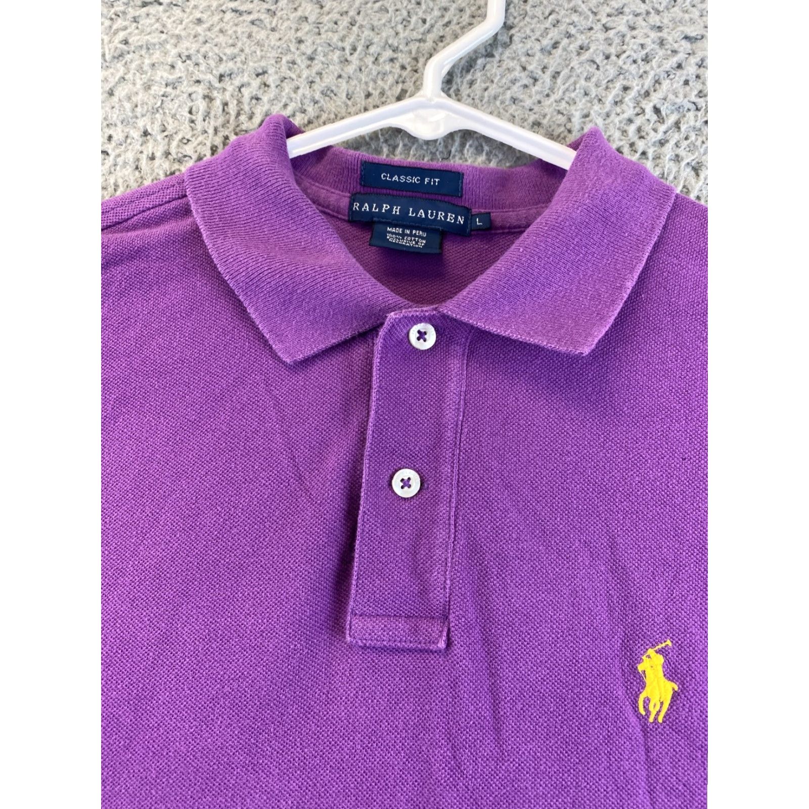 Ralph Lauren Ralph Lauren Polo Shirt Adult Large Pony Pima Rugby Casual Mens /90-26 Cotton 100% Solid Purple Short Sleeve Collared Button Logo Regular Fit Polo Size US L / EU 52-54 / 3 - 3 Thumbnail