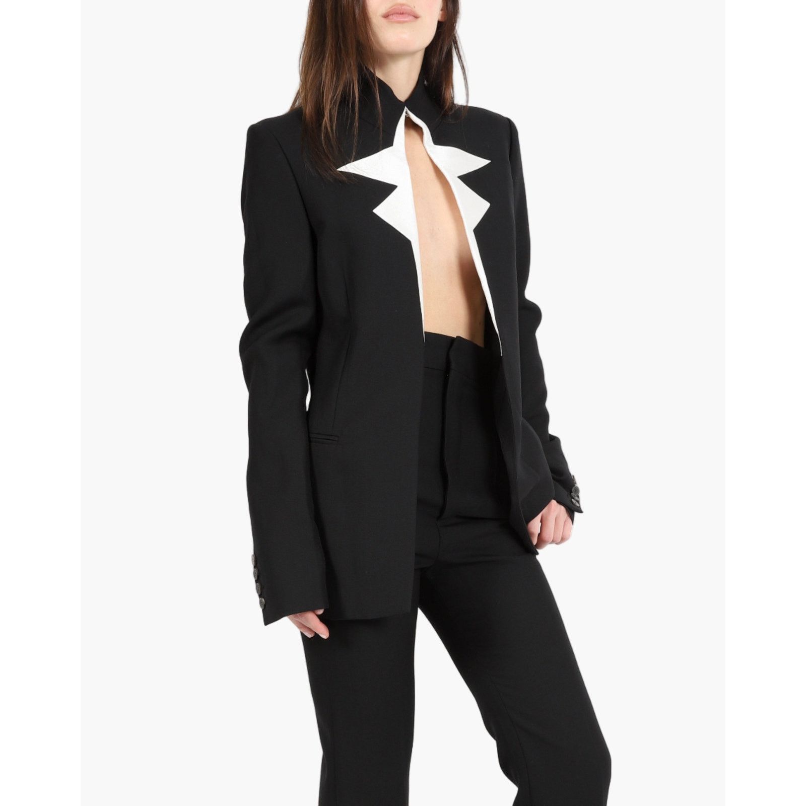 Haider Ackermann FW20 Silk Insert Blazer in Black Wool Size XS / US 0-2 / IT 36-38 - 1 Thumbnail