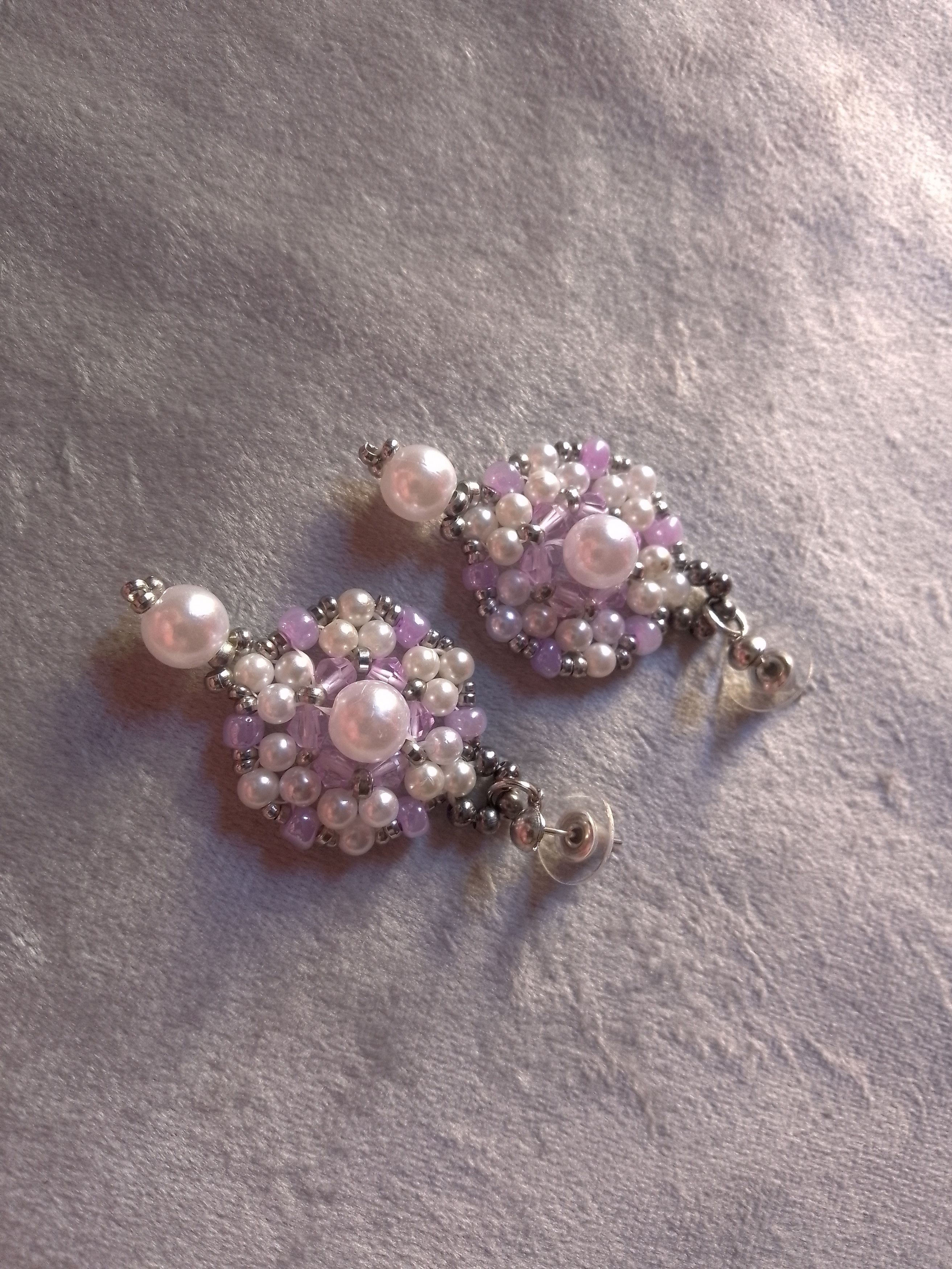 Handmade Bracelet. Pearls, light purple. Zig zag. Earrings Size ONE SIZE - 5 Thumbnail