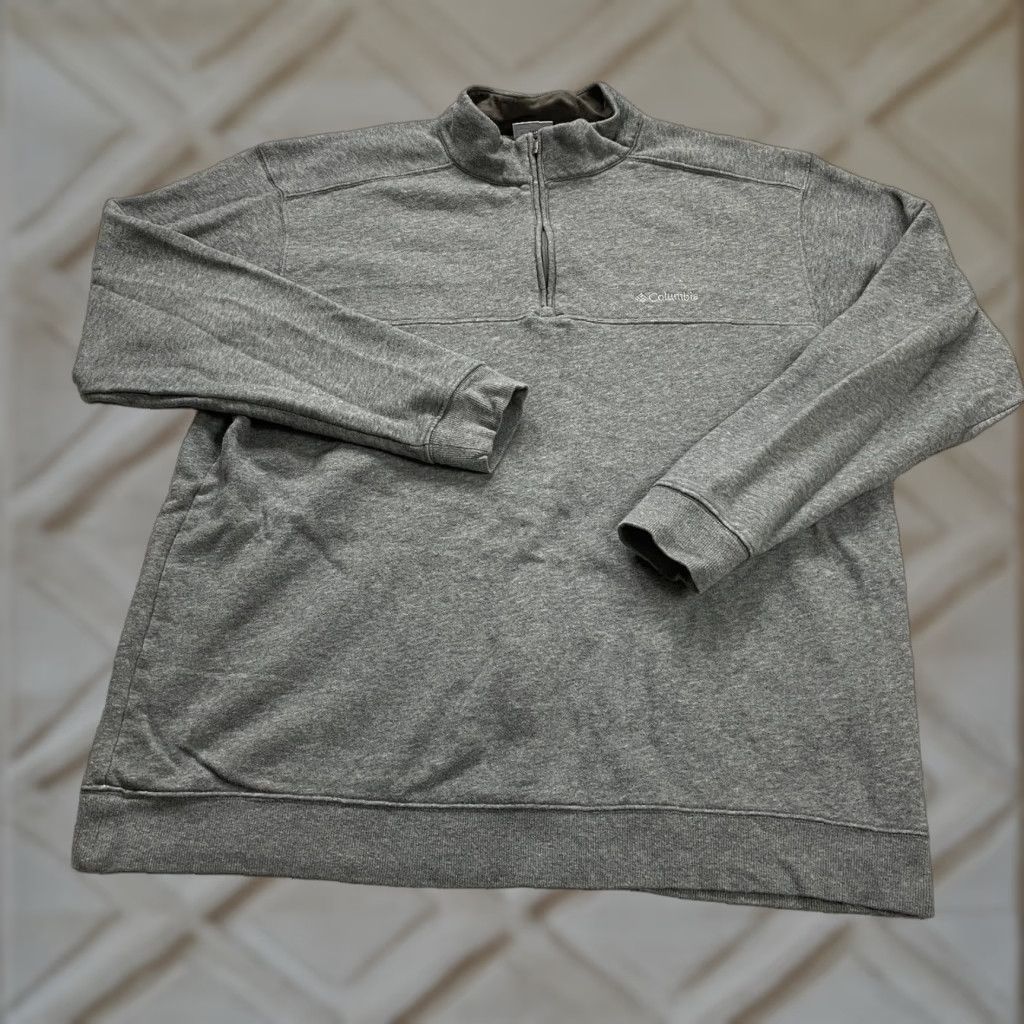 Vintage Columbia Sweatshirt Mens XXL Gray 1/4 Zip Mock Neck Long Sleeve Outdoor Casual Size US XXL / EU 58 / 5 - 1 Thumbnail