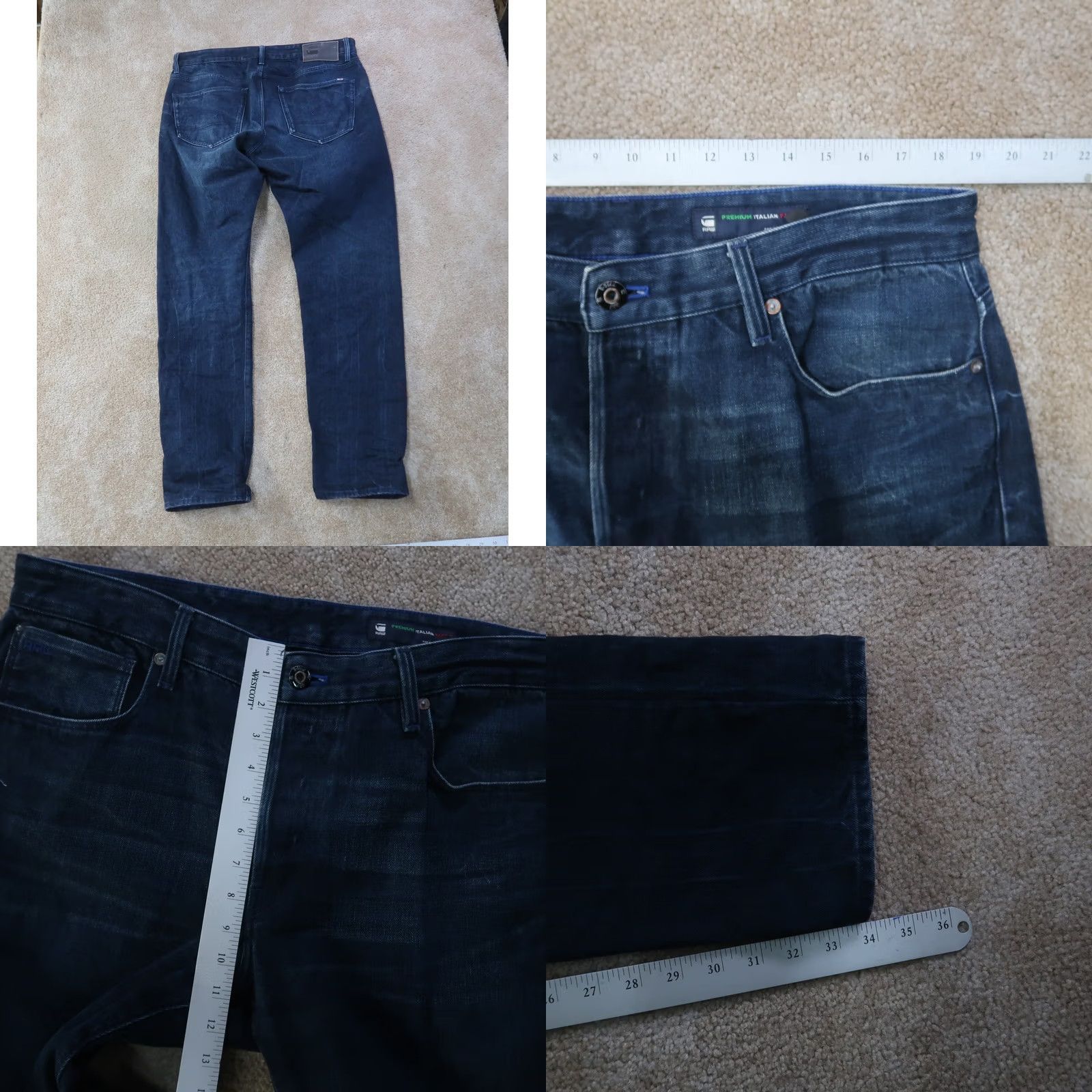 G-Star VINTAGE? No. G-Star RAW 3301 Jeans Men 38x36 Blue 3301 Slim Straight Stretch Whiskered Denim Button fly Size US 38 / EU 54 - 9 Thumbnail