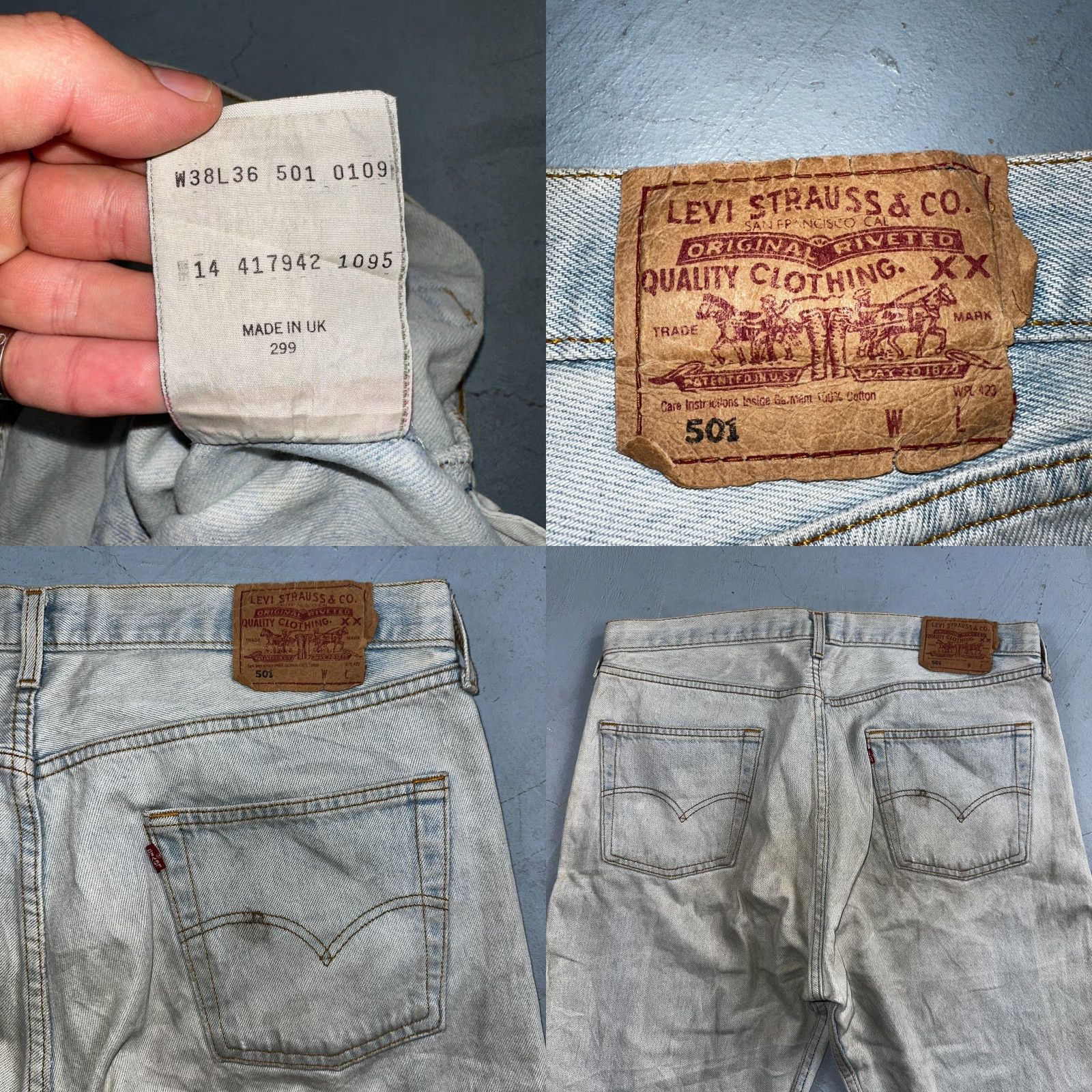 Levi's VINTAGE Levi's 501 Jeans Straight Mens Regular 38 Light Blue 90s UK 501 Series 5-Pocket Denim Size US 38 / EU 54 - 9 Thumbnail