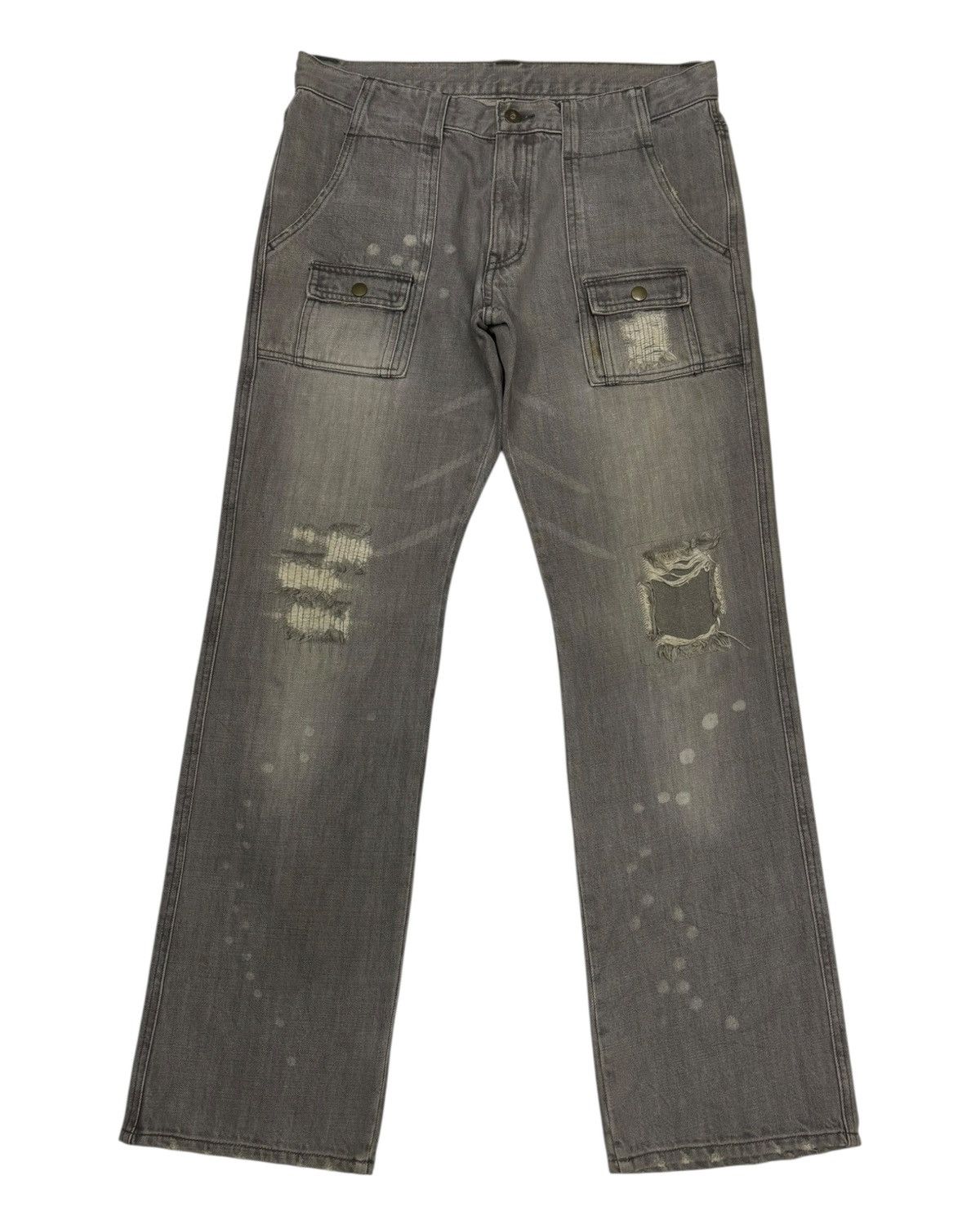 Boycott Rare Japanese Boycott Patchwork Loose Mud Wash Denim Jeans Size US 33 - 5 Thumbnail
