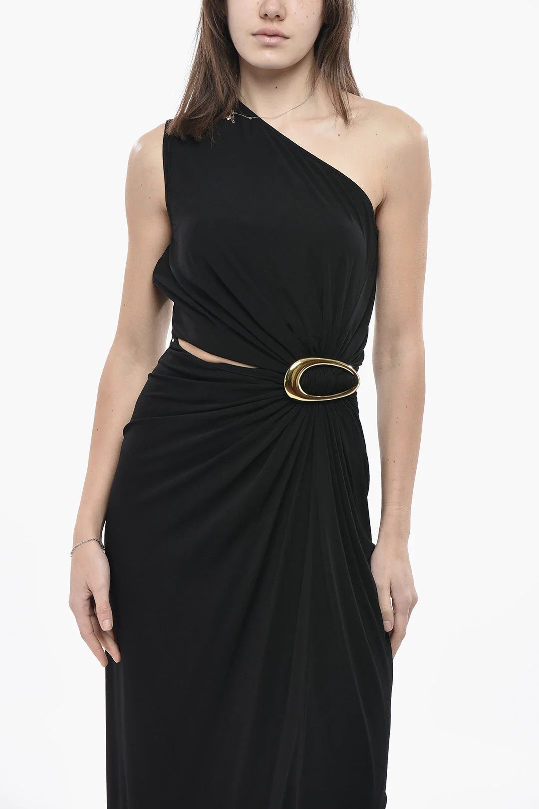 Bottega Veneta og1mm0426 Viscose One-Shoulder Dress in Black Size XS / US 0-2 / IT 36-38 - 4 Thumbnail