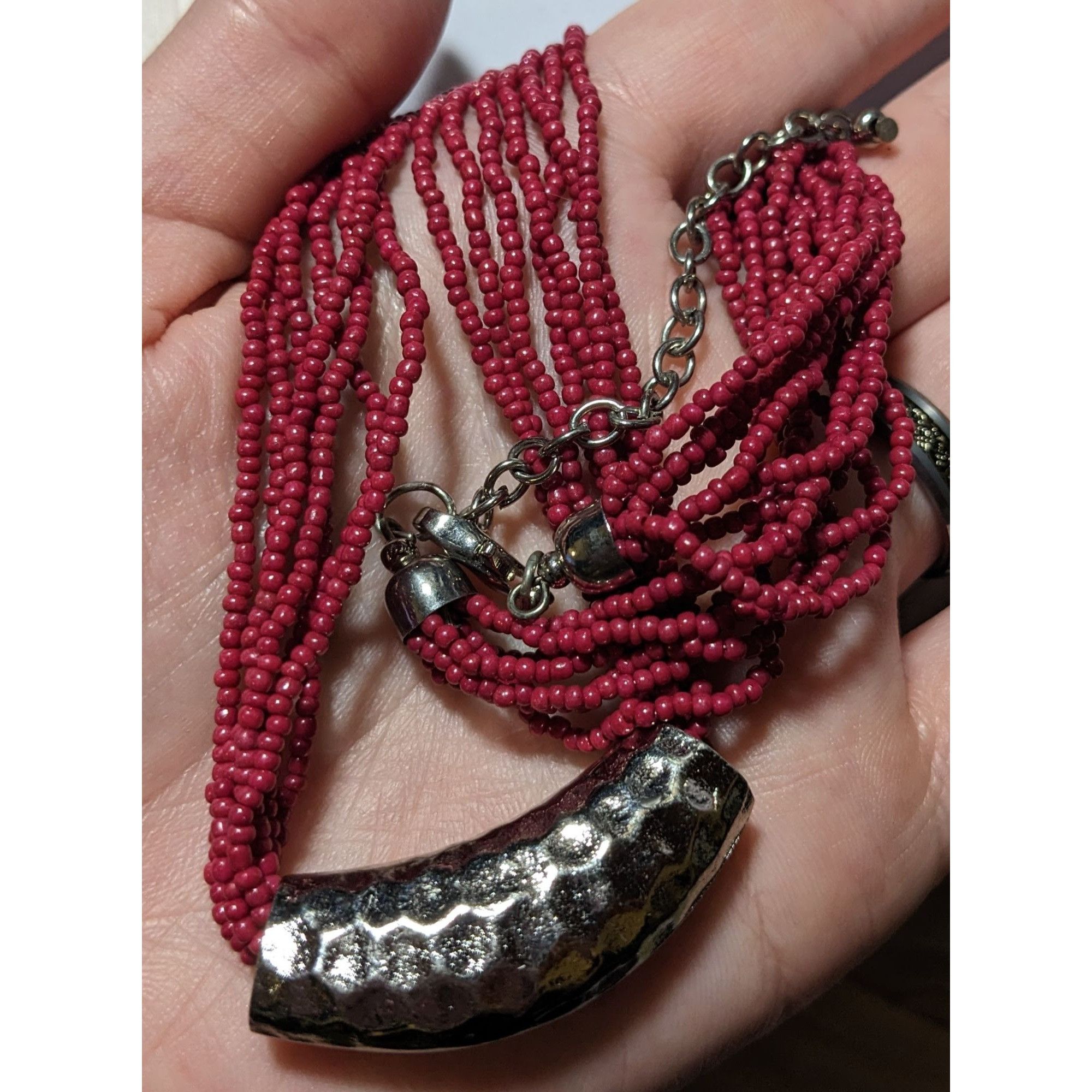 Other Red And Silver Beaded Multistrand Necklace Size ONE SIZE - 6 Thumbnail