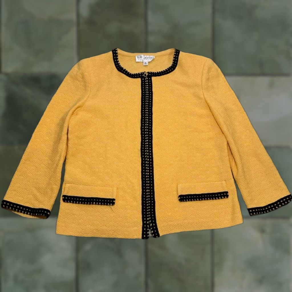 Vintage VINTAGE St John Knit Jacket Yellow Full Zip Sz 6 Women Size M / US 6-8 / IT 42-44 - 1 Thumbnail