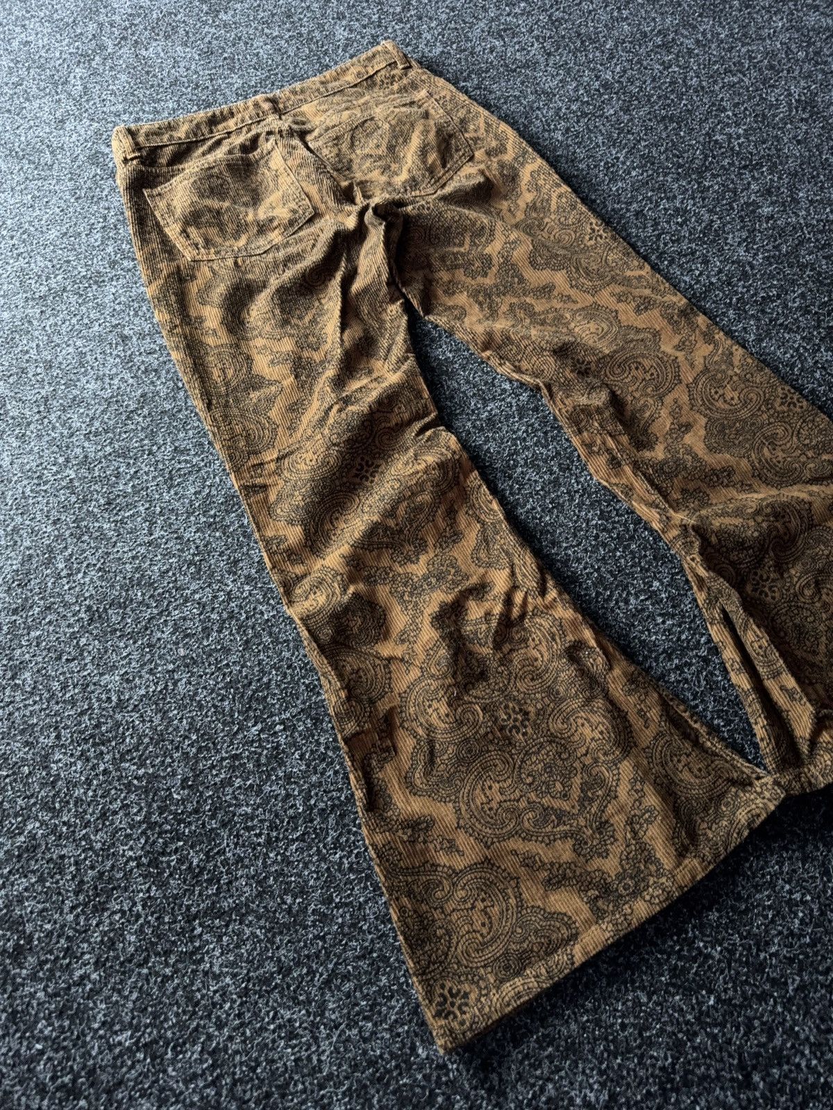 Japanese Brand Paisley Corduroy Flare Pants Y2K Japan Style Hysteric Mood Size 31" - 9 Thumbnail
