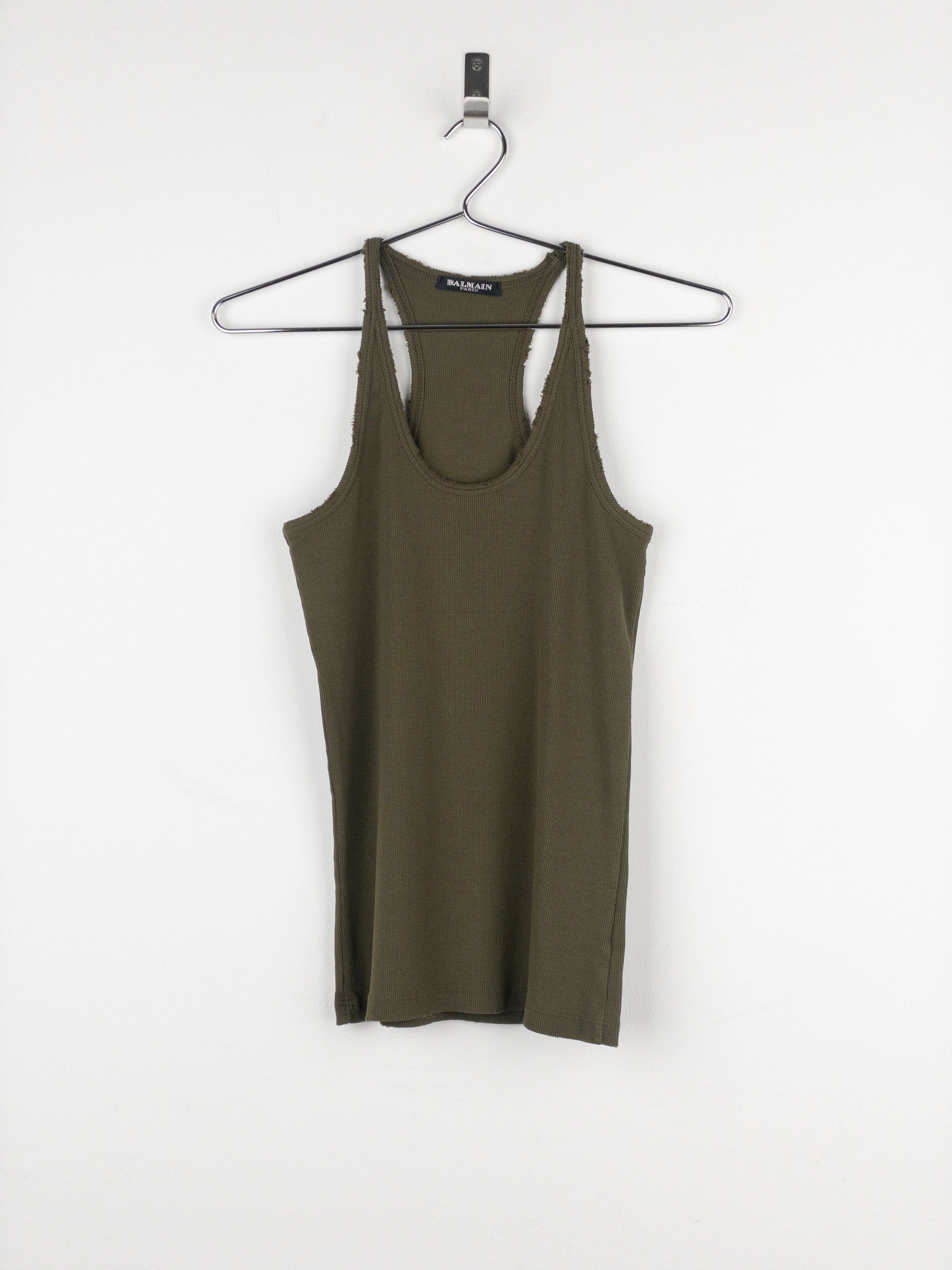 Balmain by Decarnin Distressed Ribbed Tank Top Size M / US 6-8 / IT 42-44 - 1 Thumbnail
