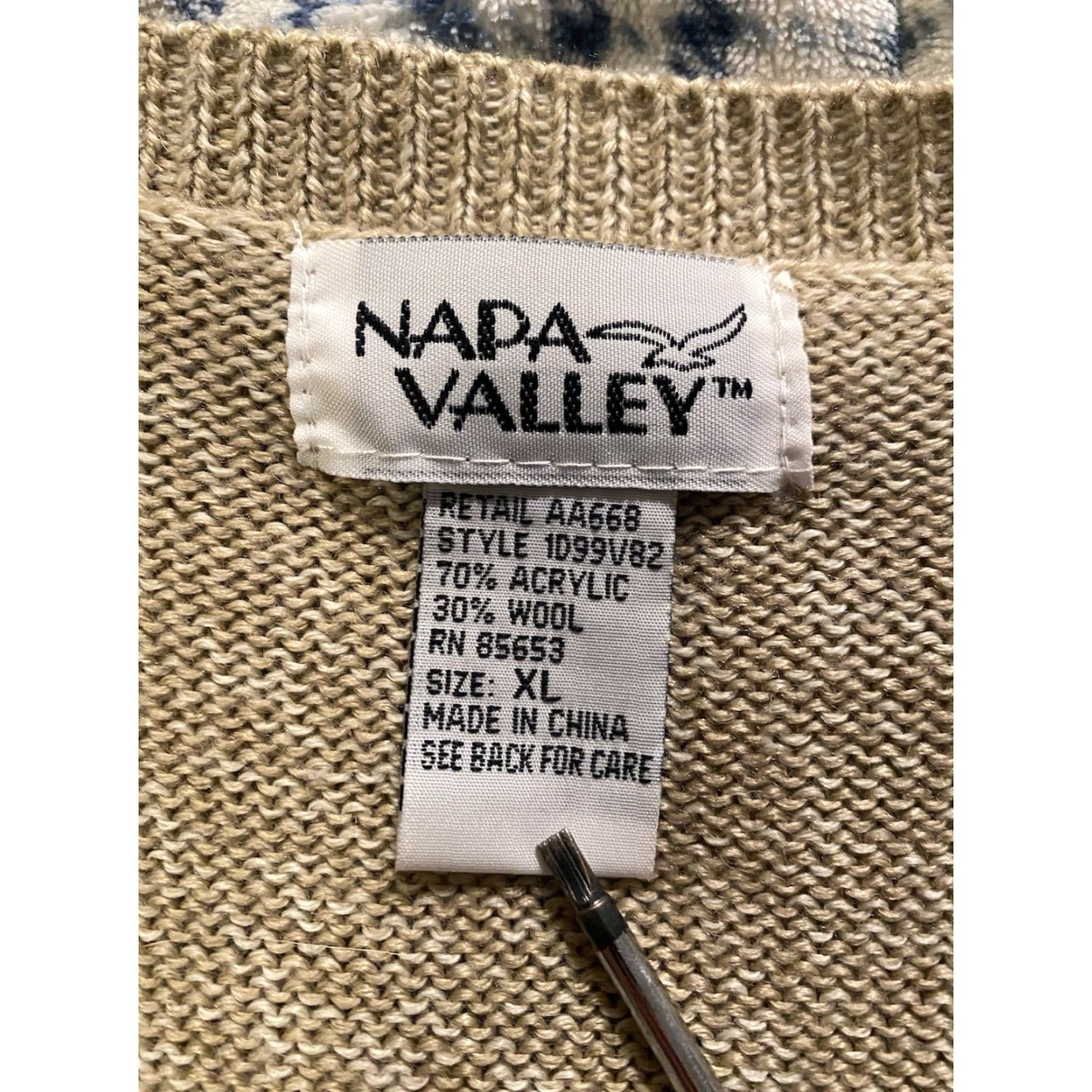 Vintage VINTAGE Napa Valley Vest Knit Flower Embroidered Wool Blend Cardigan Beige XL Women’s Size XL / US 12-14 / IT 48-50 - 3 Thumbnail