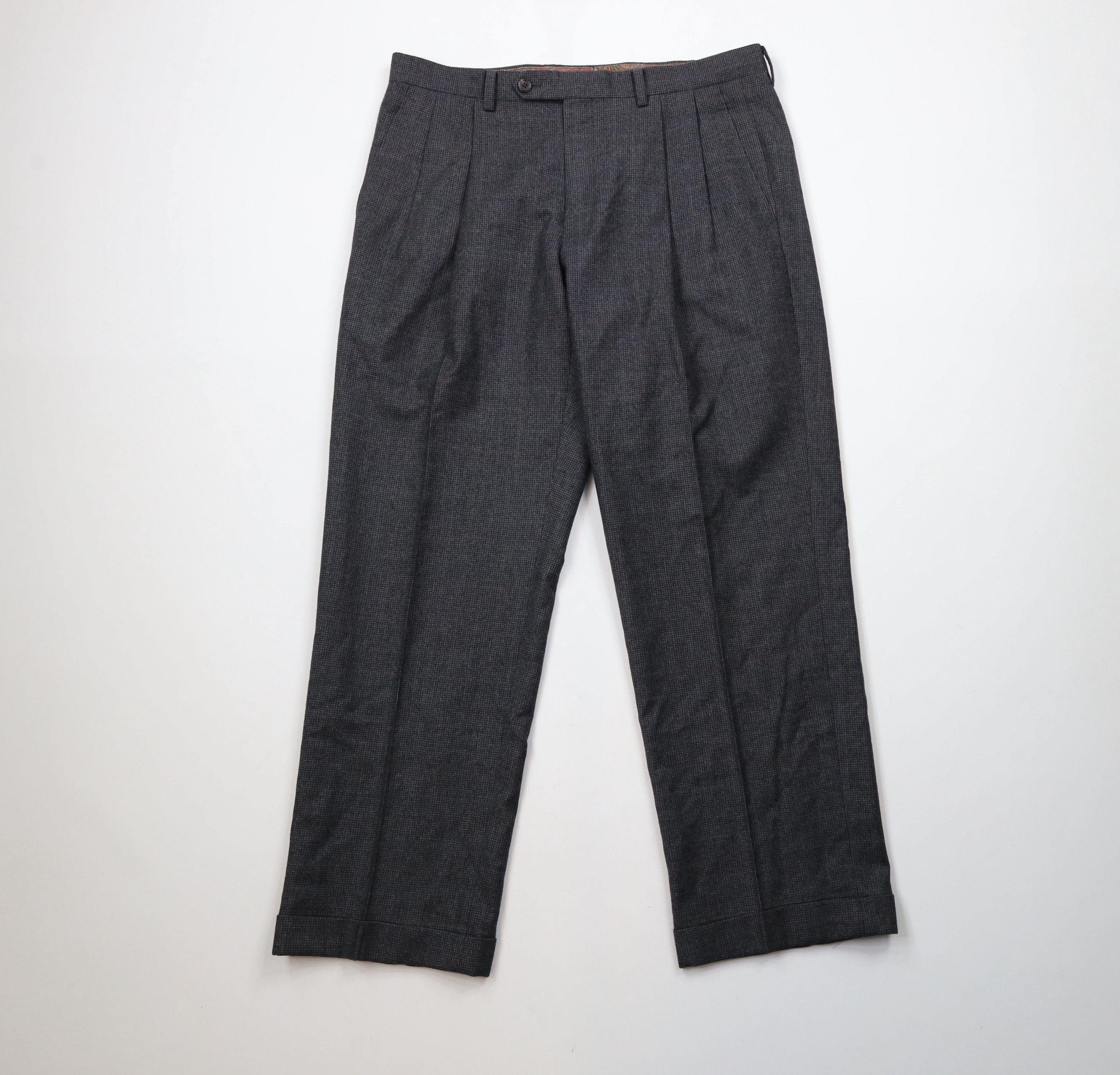 Ralph Lauren × Vintage Vintage Ralph Lauren Cuffed Wool Houndstooth Wide Leg Pants Size US 34 / EU 50 - 1 Thumbnail
