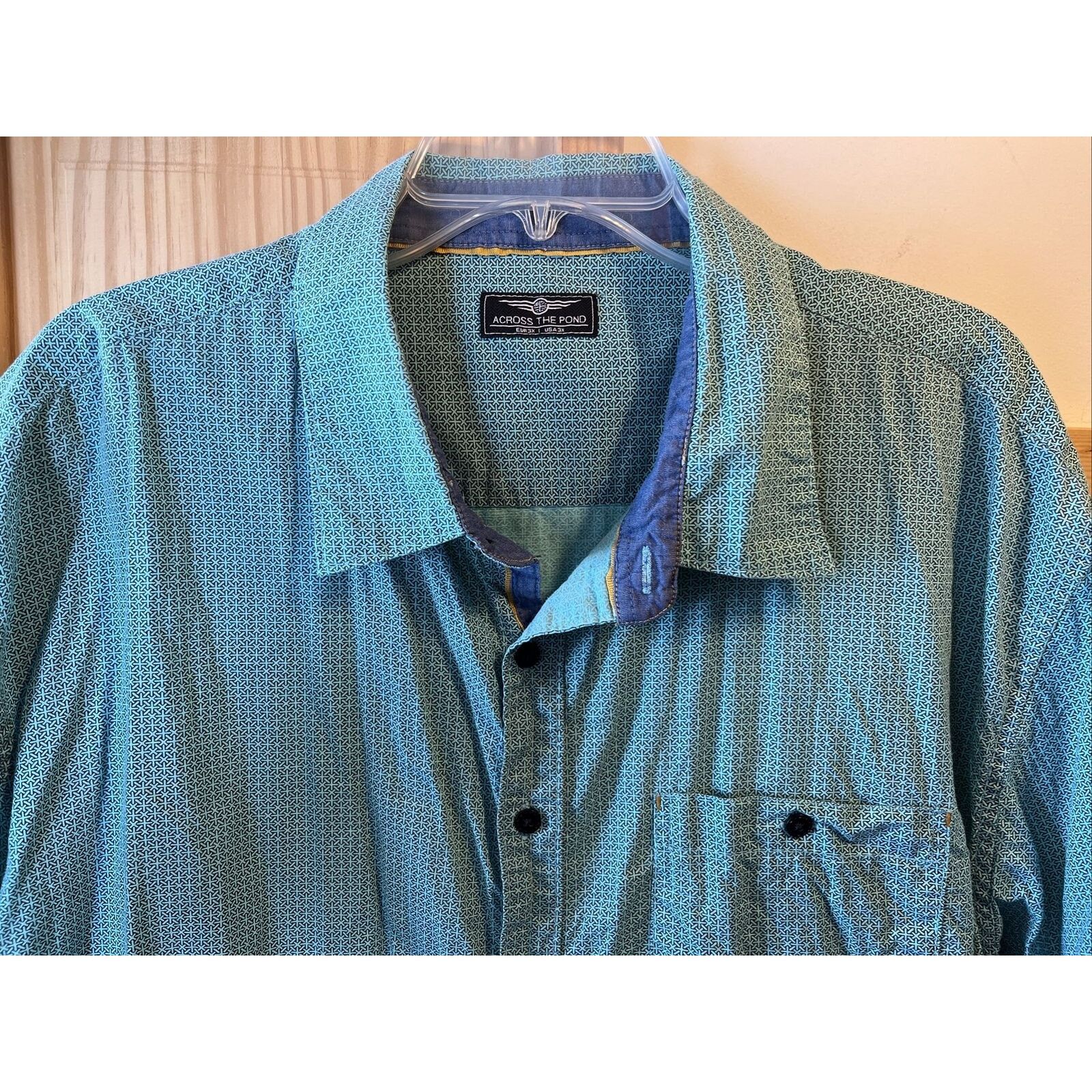 Other Across The Pond Men’s 3X Blue Green Button Down Cotton Shirt Size US XXL / EU 58 / 5 - 5 Thumbnail