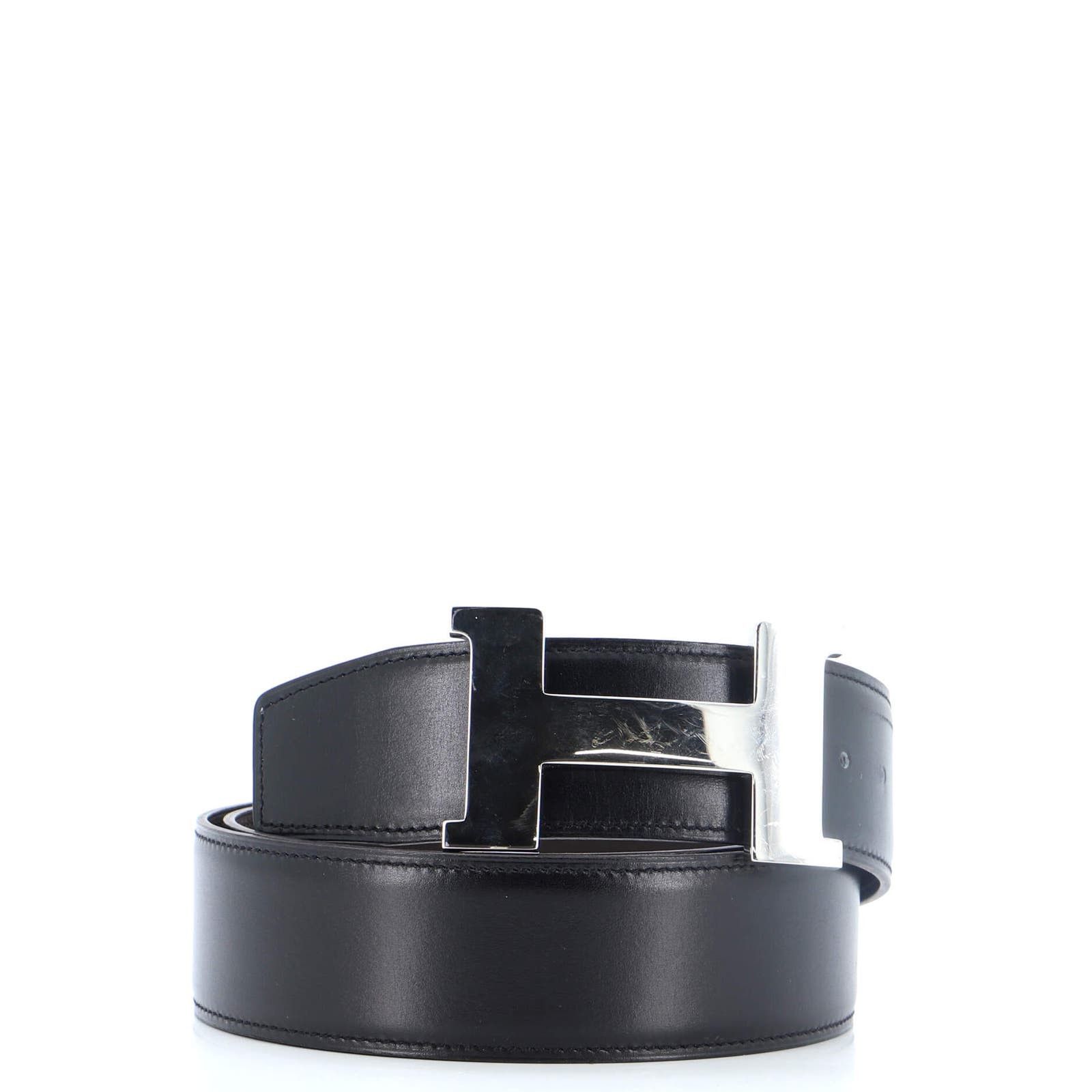 image of Hermes Constance Reversible Belt Leather Wide in Brown, Women's