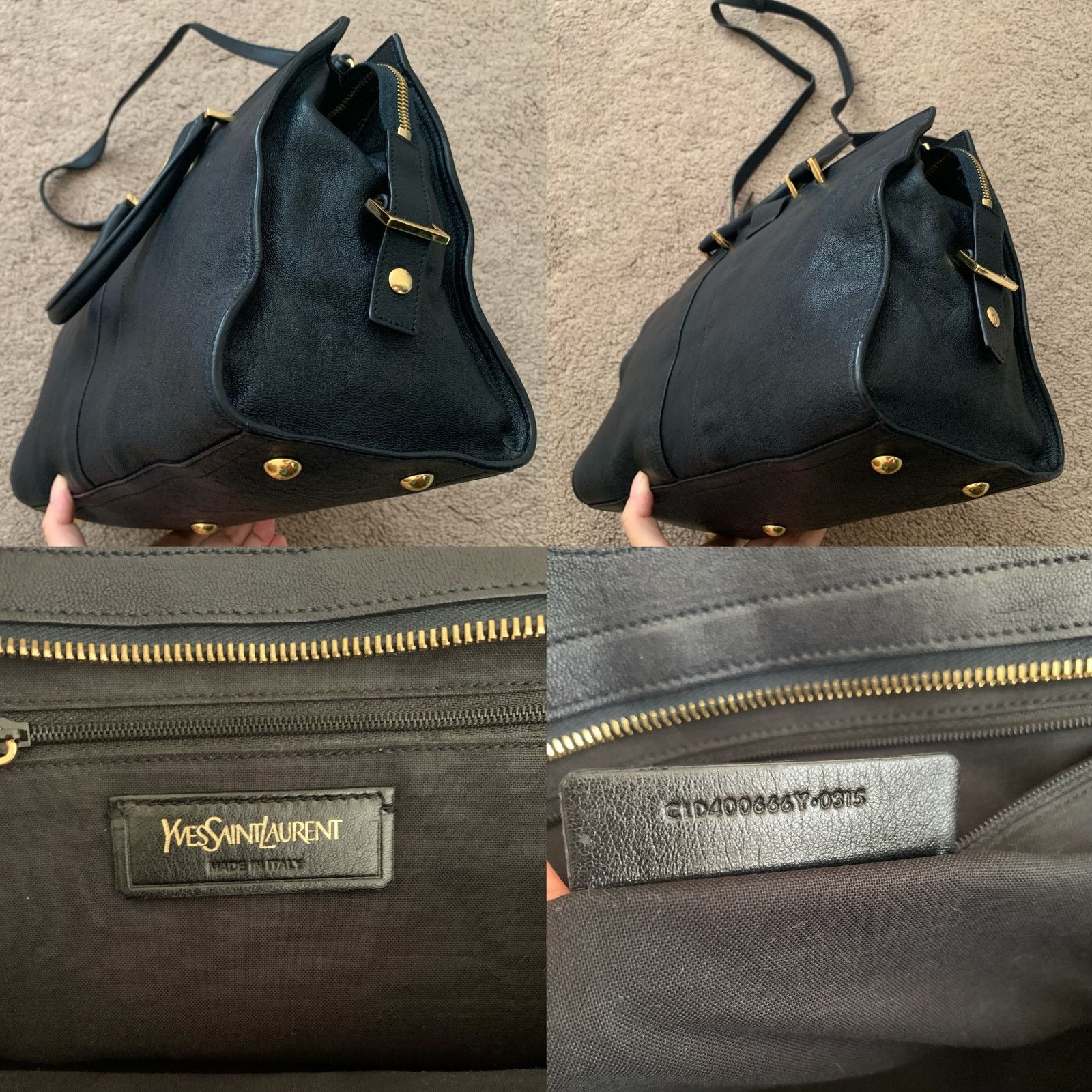 Yves Saint Laurent Y1009 YSL dark blue cabas leather bag with strap removable Size ONE SIZE - 7 Thumbnail
