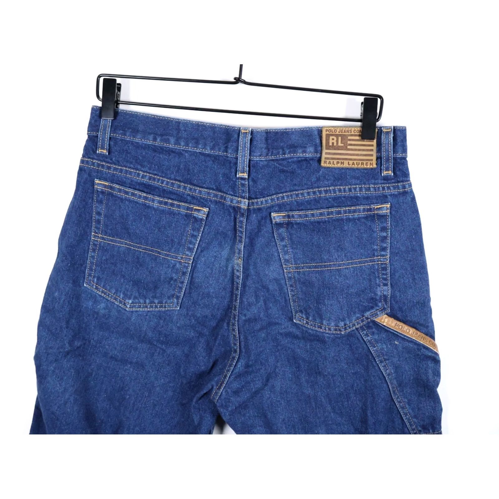 Ralph Lauren VINTAGE Polo Jeans Co Carpenter Jean Shorts Womens 20 Bermuda Denim 90s Retro Blue Jeans Polo Jeans Co Women 20 Size 24" / US 00 / IT 34 - 4 Thumbnail