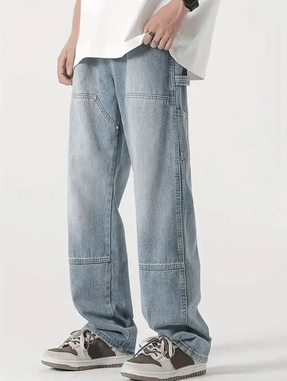 Japanese Brand × Jean Patchwork Double Knee Distressed Pants Jeans Work Pants Size US 30 / EU 46 - 2 Thumbnail