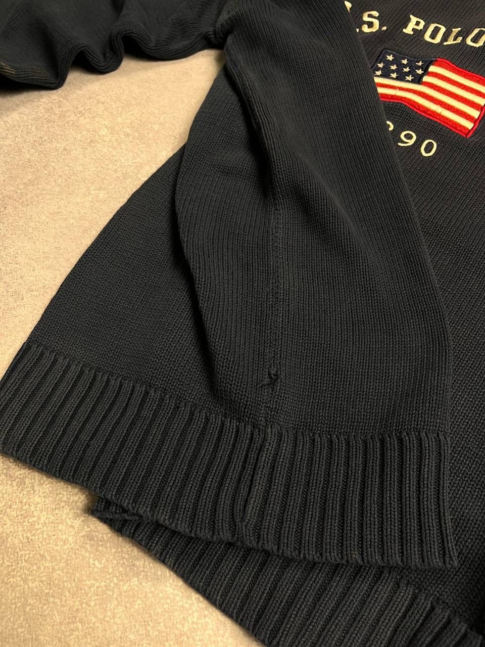 Polo Ralph Lauren × Vintage Vintage Polo Ralph Lauren Flag Heavy Knit Sweater Rare Size US XL / EU 56 / 4 - 4 Thumbnail