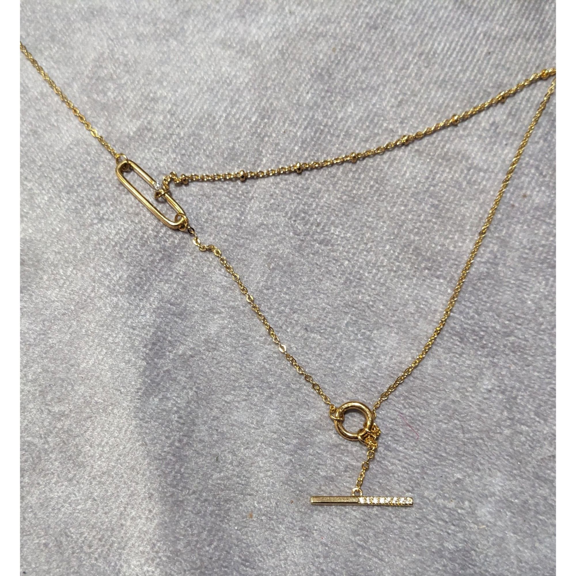 Other Minimalist Crystal Gold Tone Abstract Dainty Multilayer Neck Size ONE SIZE - 10 Thumbnail