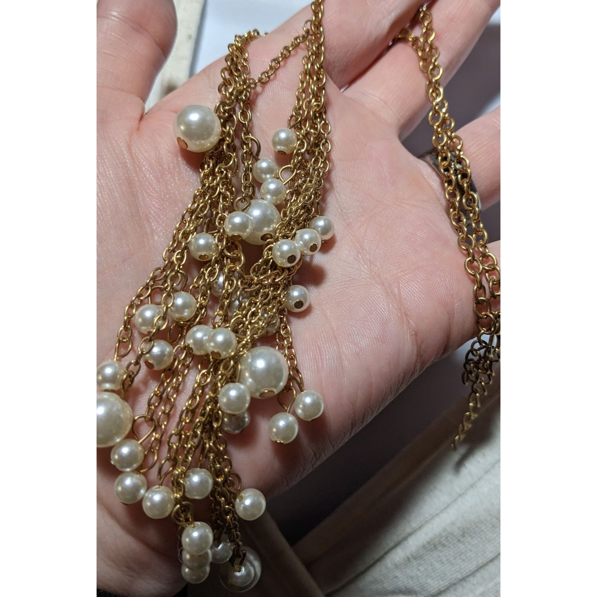 Other Elegant Glam Gold Chain Pearl Fringe Necklace Size ONE SIZE - 7 Thumbnail