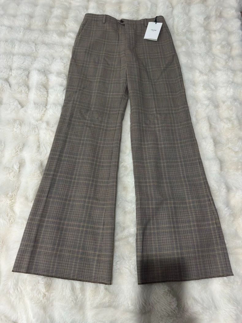 Celine Celine Wool plaid bell bottoms trousers Size US 32 / EU 48 - 1 Thumbnail
