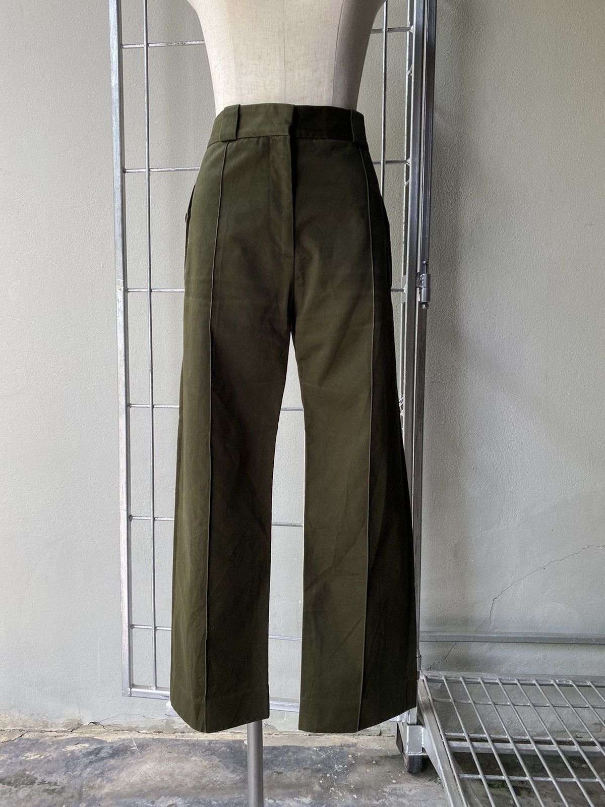 Celine Old Celine military formal flare pants dark green Size 25" / US 0 / IT 36 - 3 Thumbnail