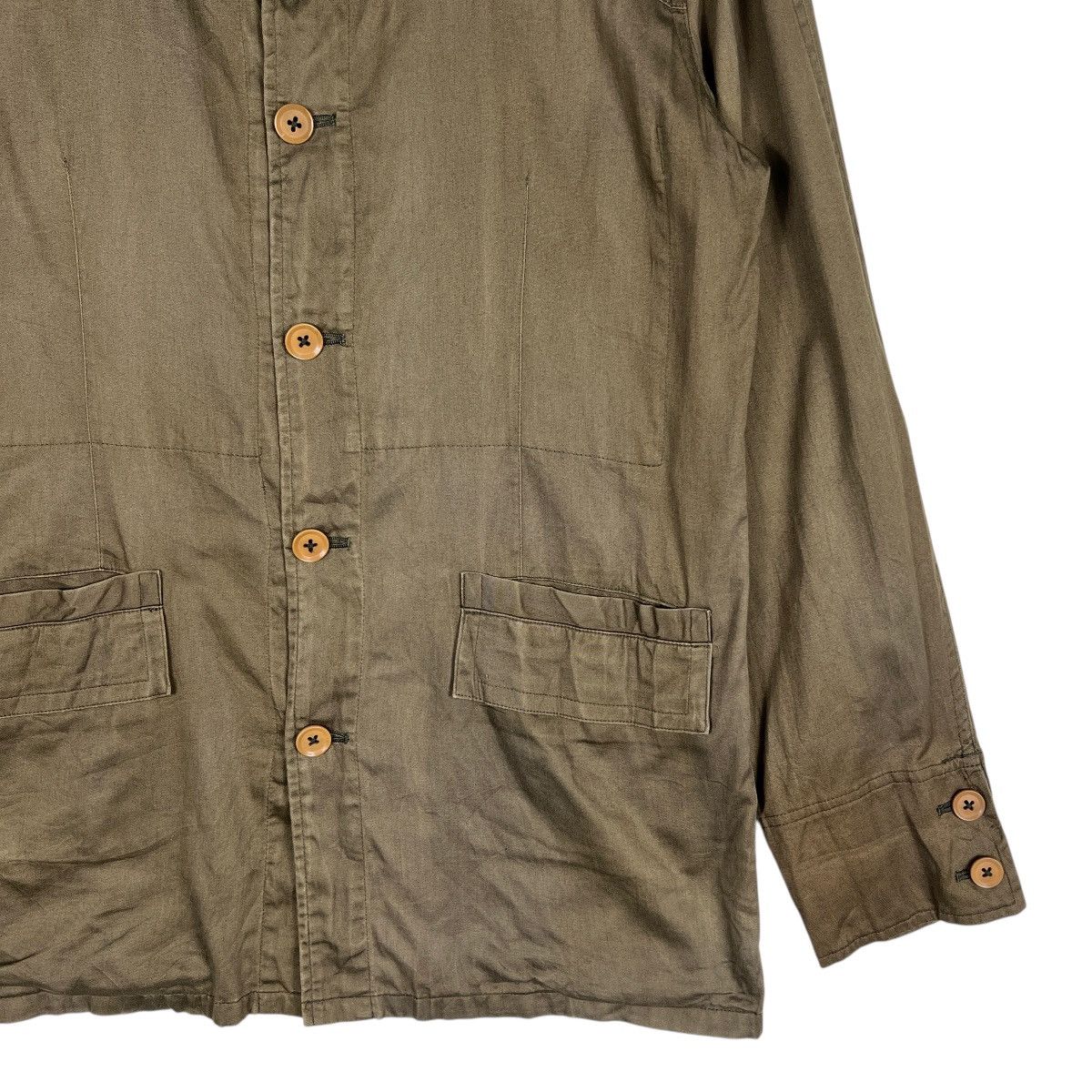 Yohji Yamamoto Yohji Yamamoto Dark Green Cotton Chore Jacket Size US L / EU 52-54 / 3 - 9 Thumbnail