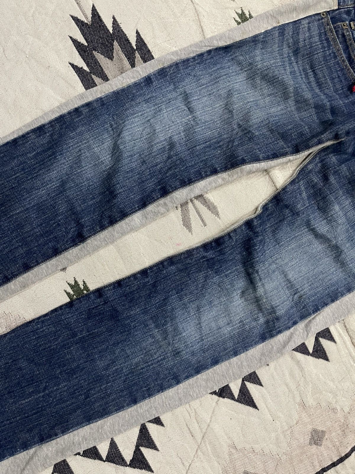Karakuri Tamashii 90s CHIGIRI DOUBLE WAIST RARE COTTON/DENIM JEANS Size US 31 - 5 Thumbnail