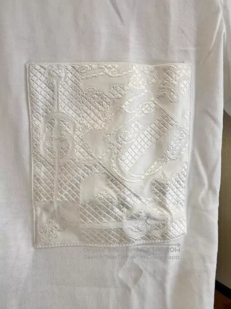 Hermes Hermes White Embroidered Pocket Short Sleeve T-Shirt Size XS / US 0-2 / IT 36-38 - 3 Thumbnail