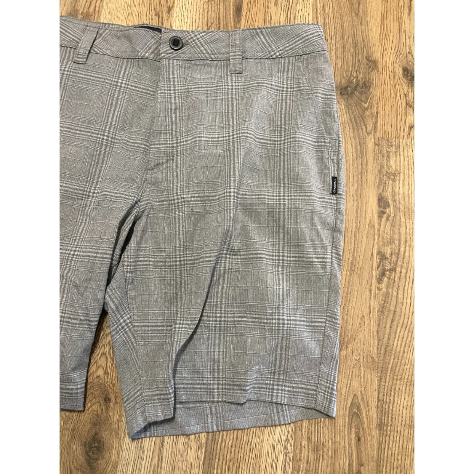 O'Neill O'Neill Men's Shorts Plaid Gray Regular Fit 36 Casual Chino Flat Front Free Return Mens Size US 36 / EU 52 - 4 Thumbnail