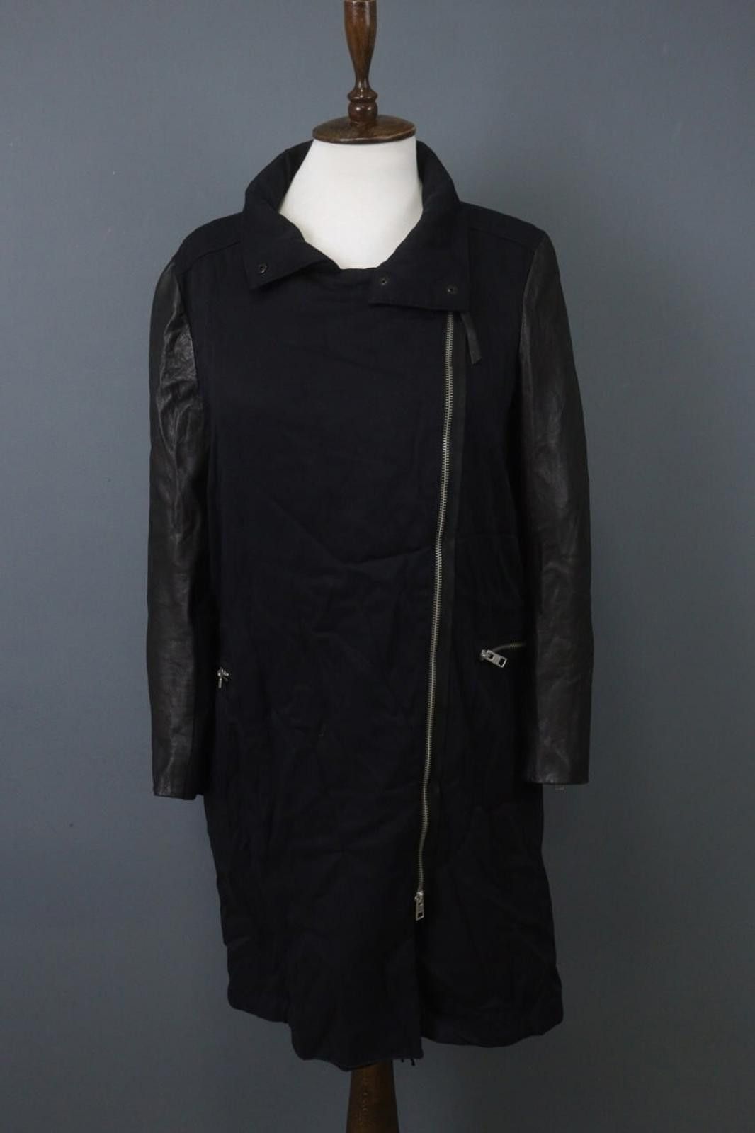 Allsaints AllSaints Black Lyocell Mock Zipper Knox Parka Jacket Size 4 Size S / US 4 / IT 40 - 1 Thumbnail