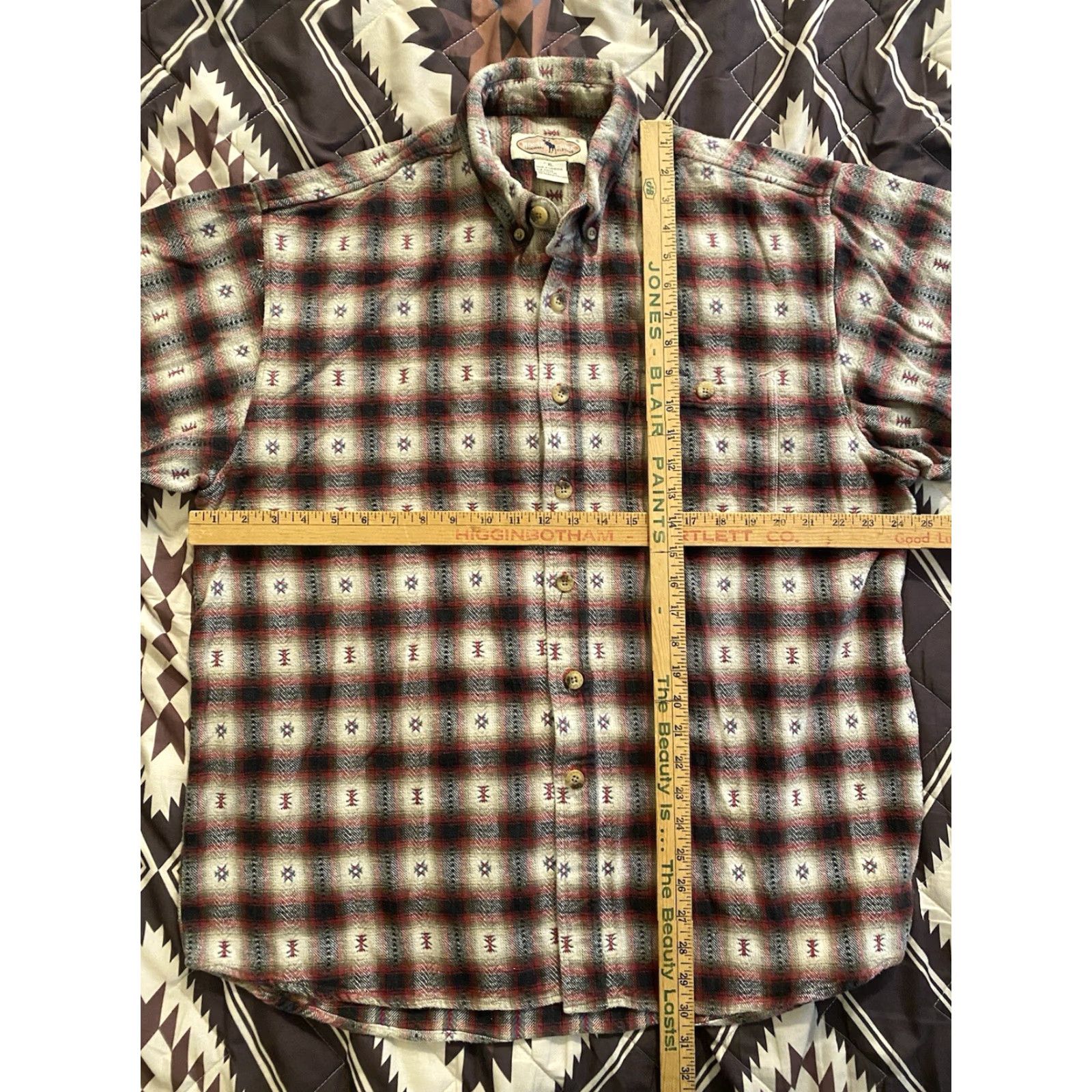 Vintage VINTAGE Moose Creek Shirt Button-Down Long Sleeve Flannel Aztec Print Red XL Men’s Size US XL / EU 56 / 4 - 3 Thumbnail