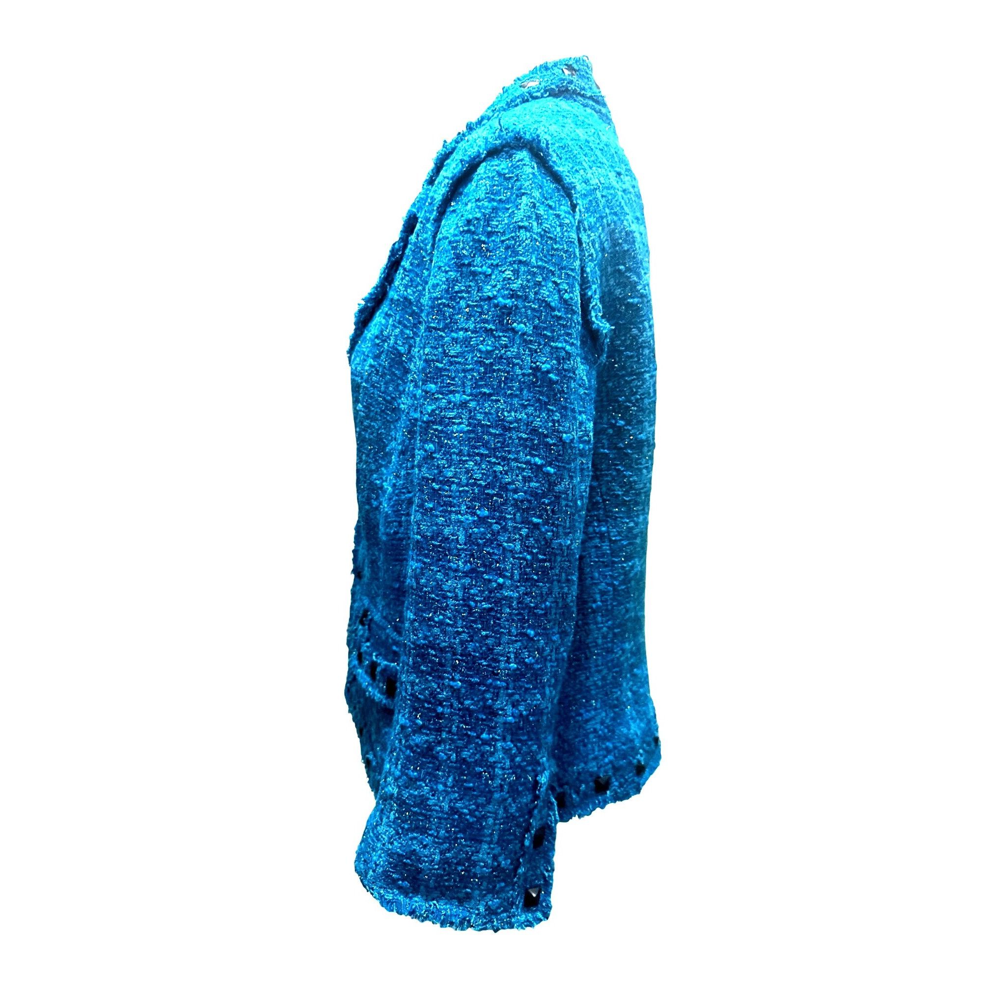 Other Alberto Makali Size 12 Teal Blue Boucle Studded Cropped Twee Size XL / US 12-14 / IT 48-50 - 3 Thumbnail