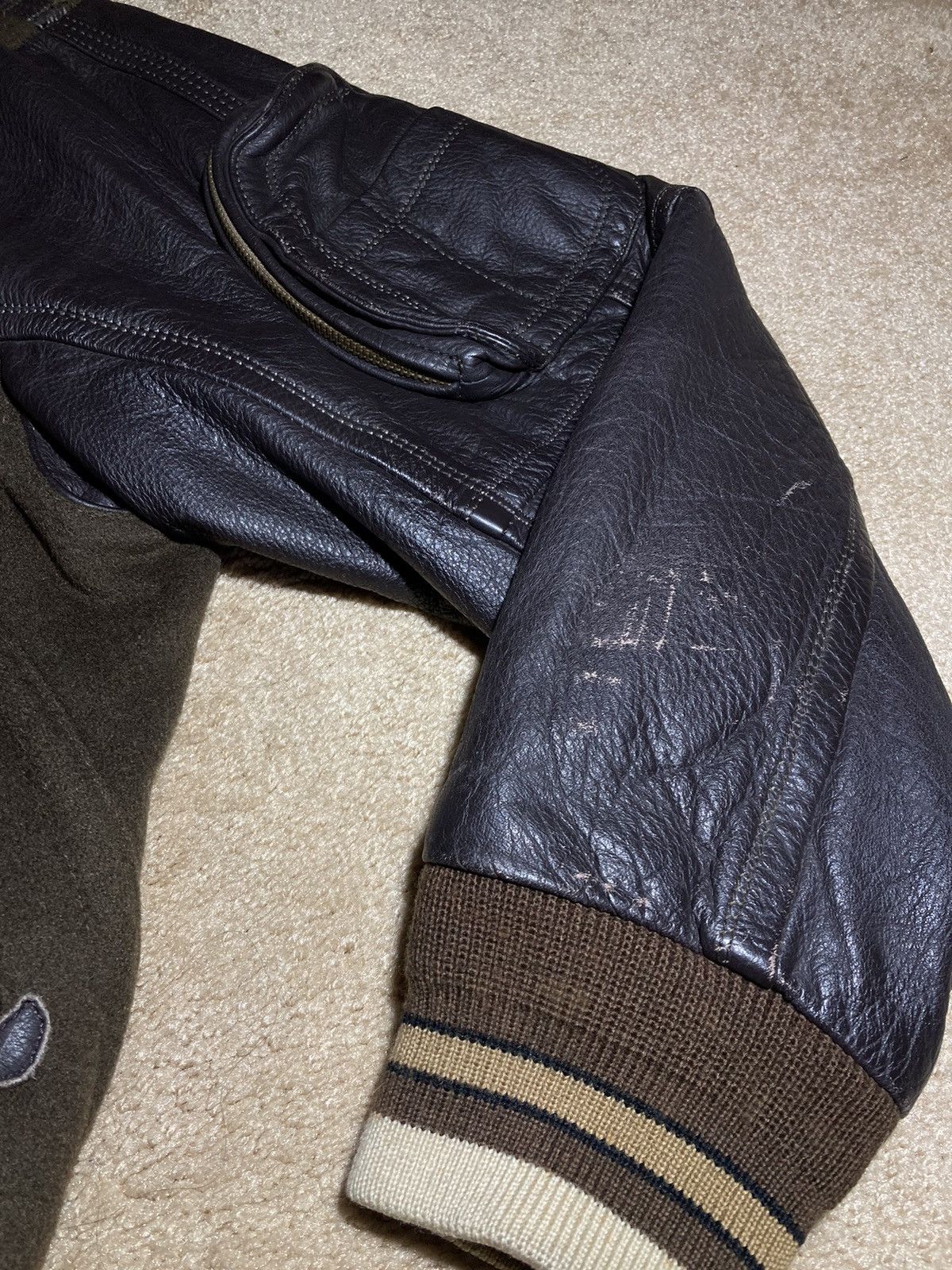 Japanese Brand FW89 Monsieur Nicole Leather Varsity Aviator Jacket 1989 90s Size US M / EU 48-50 / 2 - 5 Thumbnail