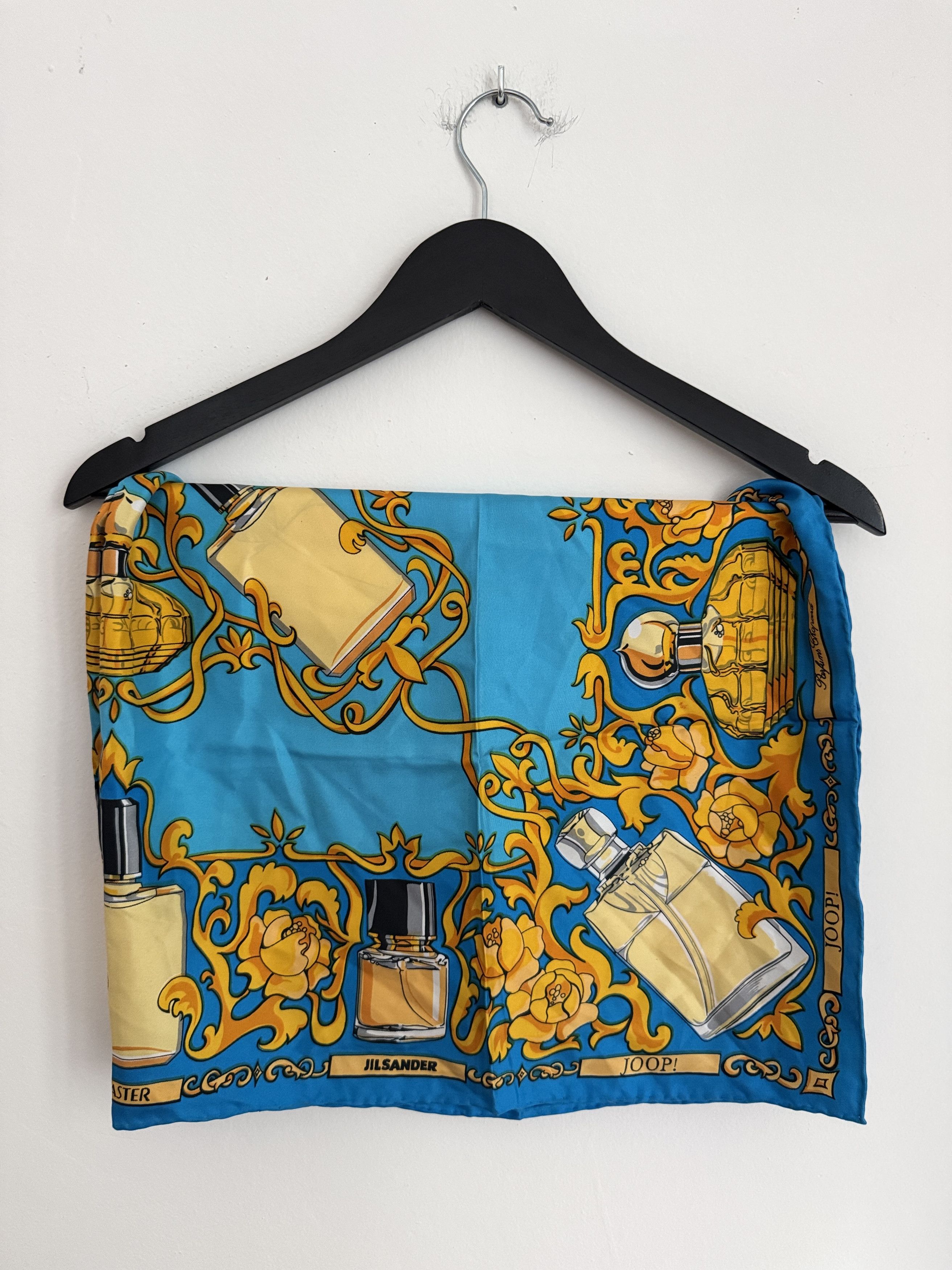 Vintage Vintage Silk Perfume Print Scarf 85 cm Blue Square Scarf Size ONE SIZE - 4 Thumbnail
