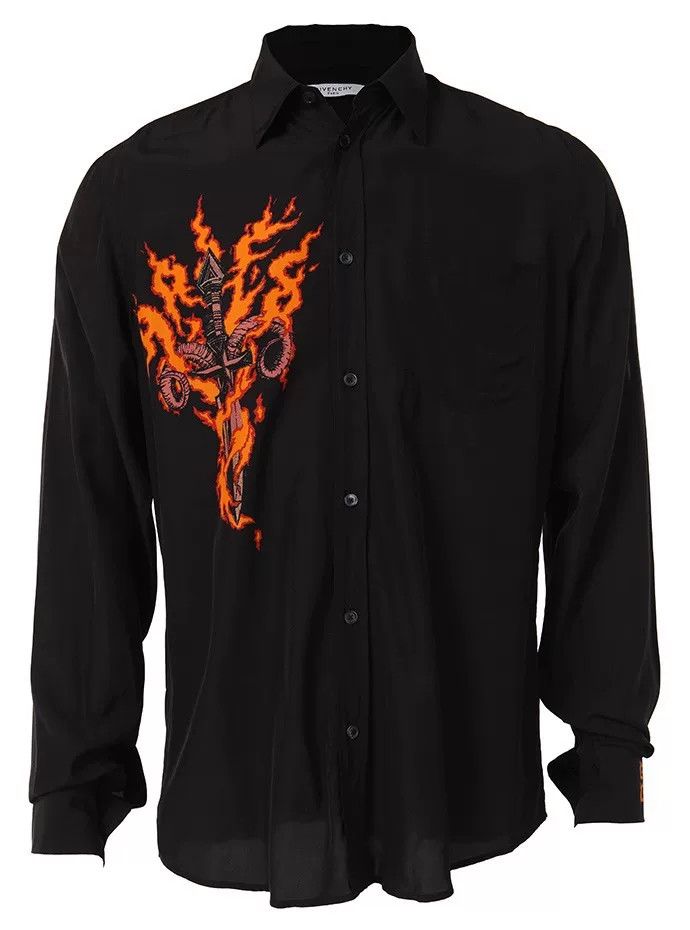 Givenchy Givenchy Flame Black Shirt Size US M / EU 48-50 / 2 - 1 Thumbnail